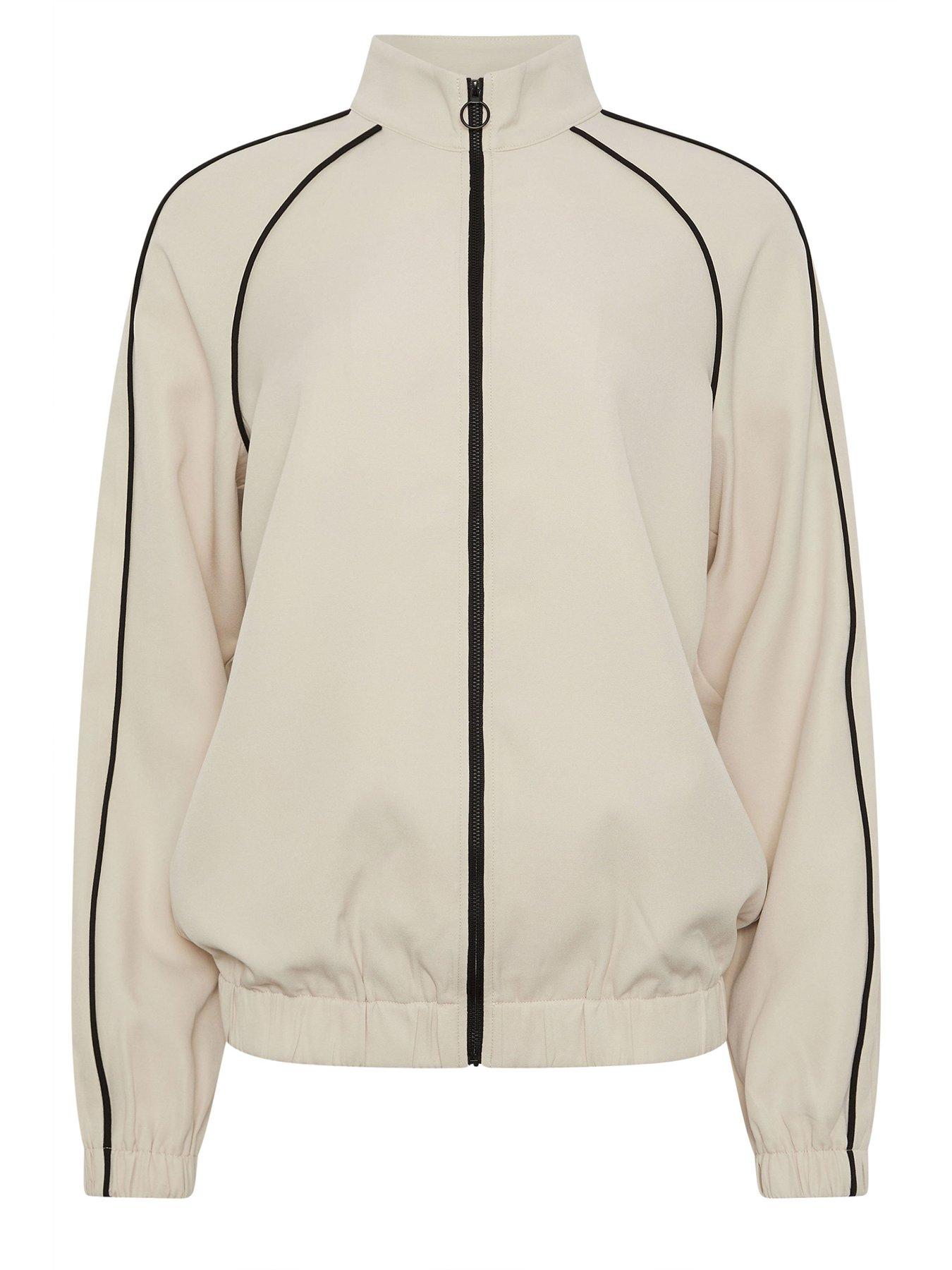  image of long-tall-sally-piped-detail-zip-through-jacket-cream