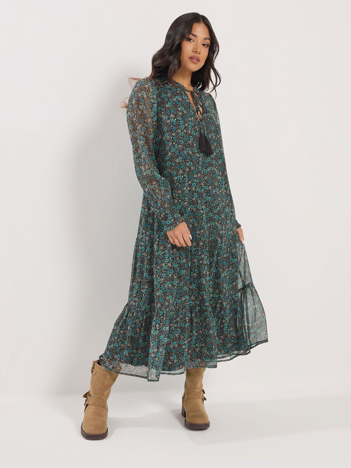  image of pixiegirl-petite-lace-up-midi-dress