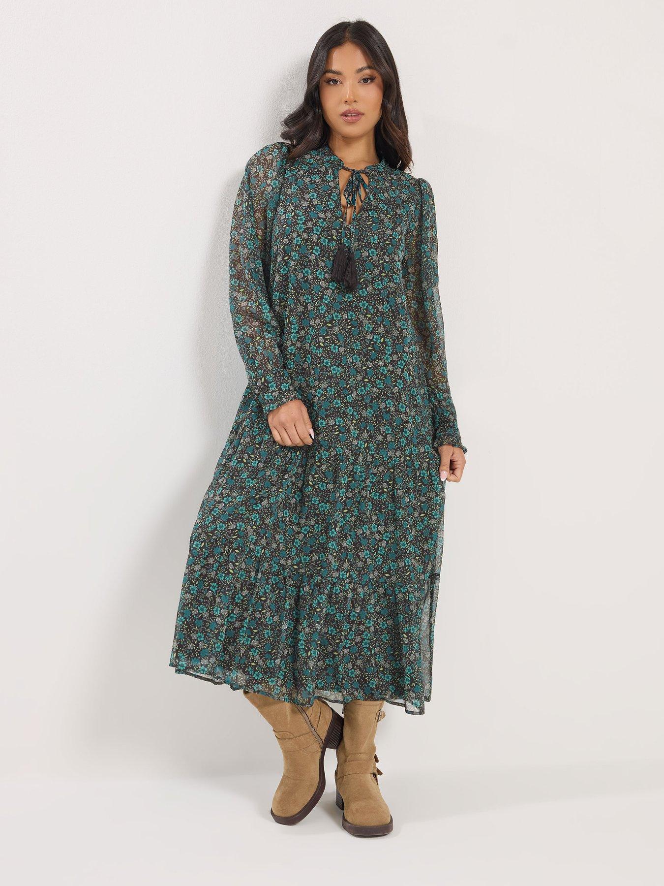  image of pixiegirl-petite-lace-up-midi-dress