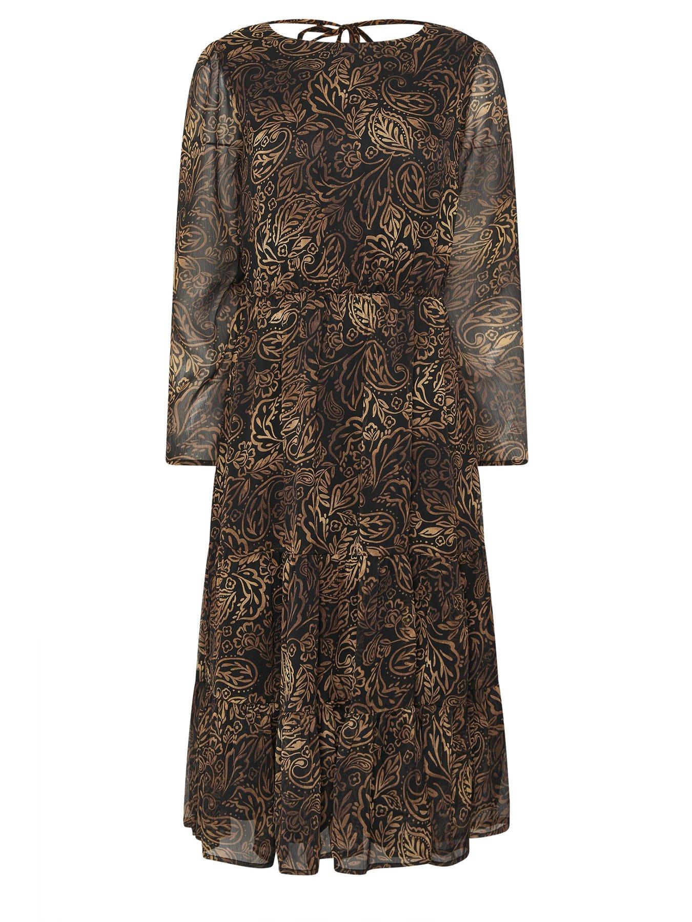  image of pixiegirl-petite-leaf-print-midi-dress
