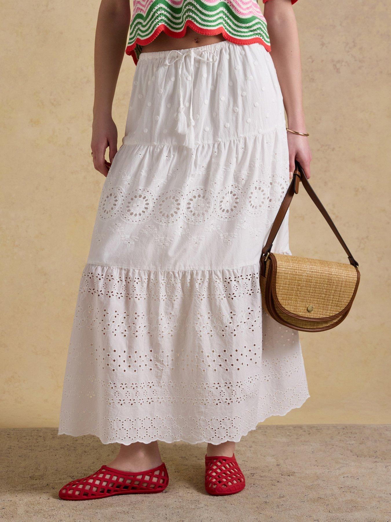 Joules Broderie Skirt - Green