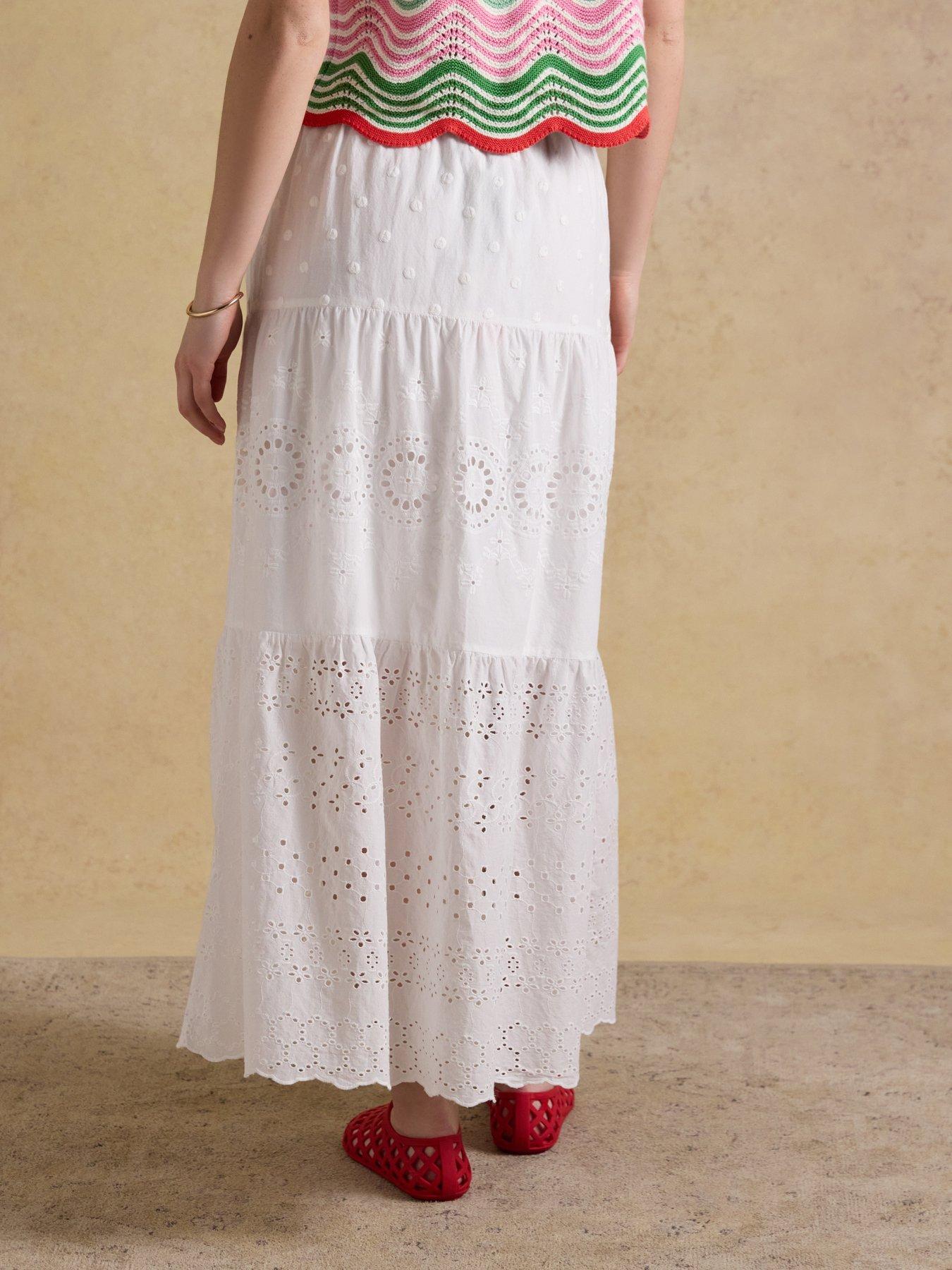 Image 2 of 5 of Joules Broderie Skirt - Green