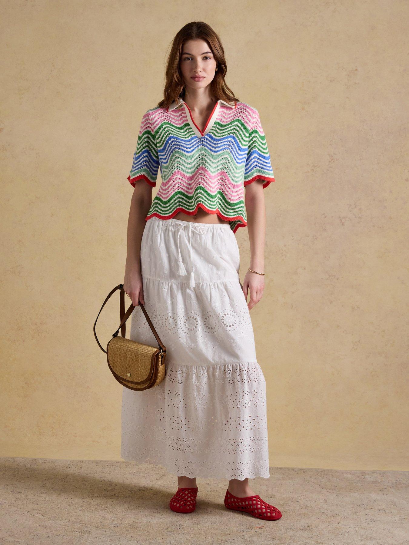 Image 3 of 5 of Joules Broderie Skirt - Green