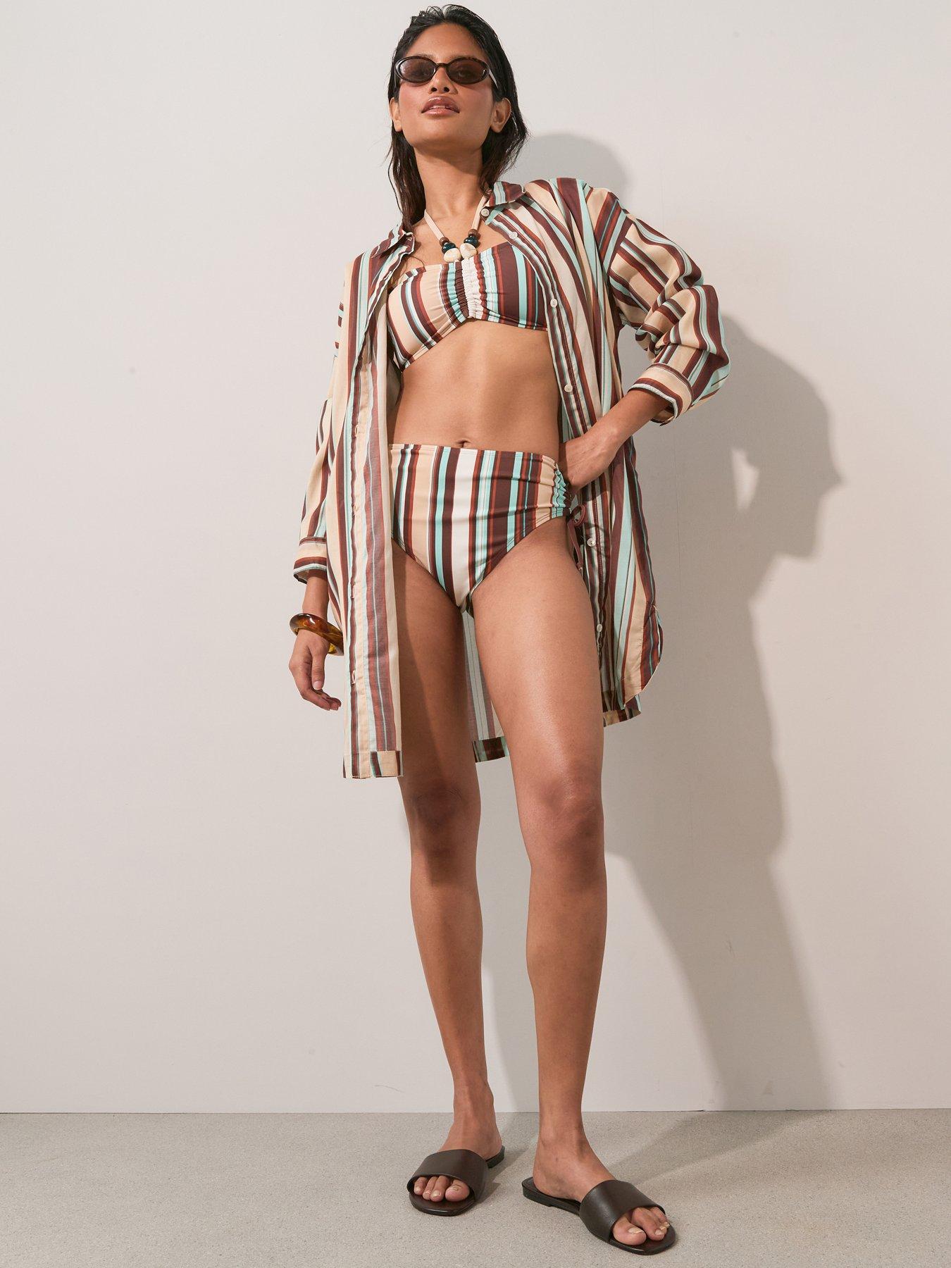 Image 3 of 7 of The Very Collection Beaded Halter Bandeau Bikini Top - Multi