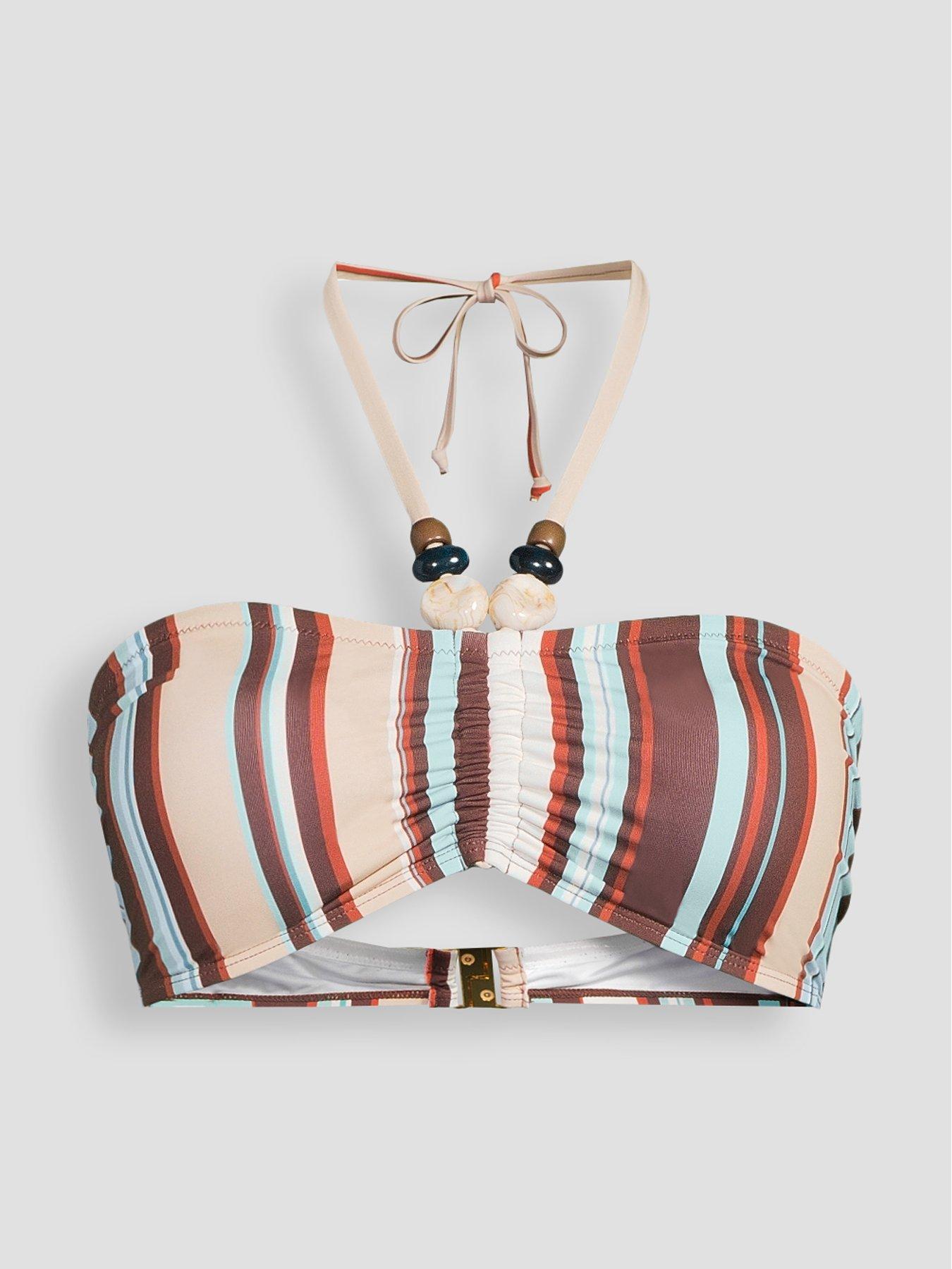 Image 7 of 7 of The Very Collection Beaded Halter Bandeau Bikini Top - Multi