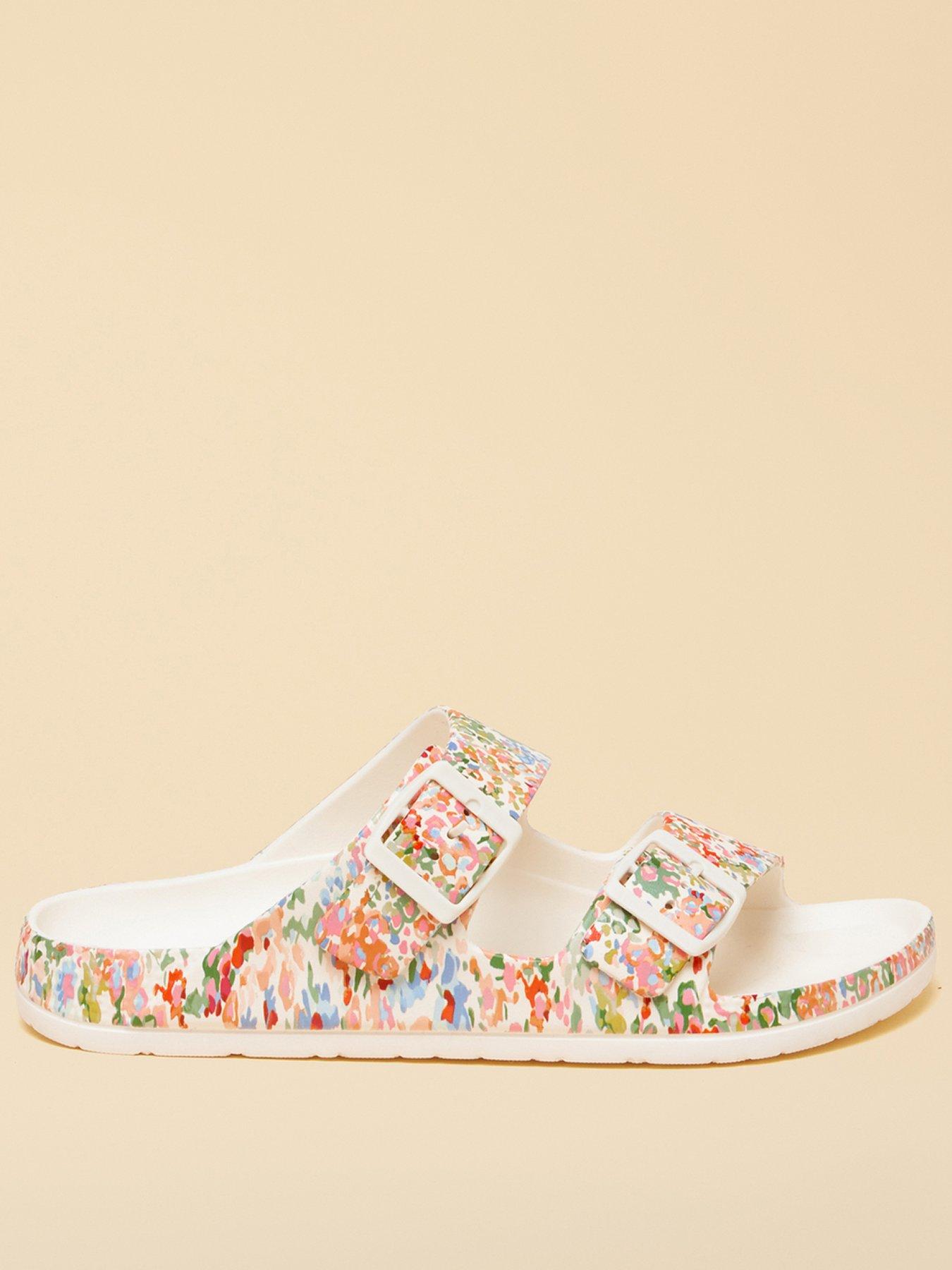 Joules Sunseeker Ditsy Eva Double Buckle Sliders - Cream