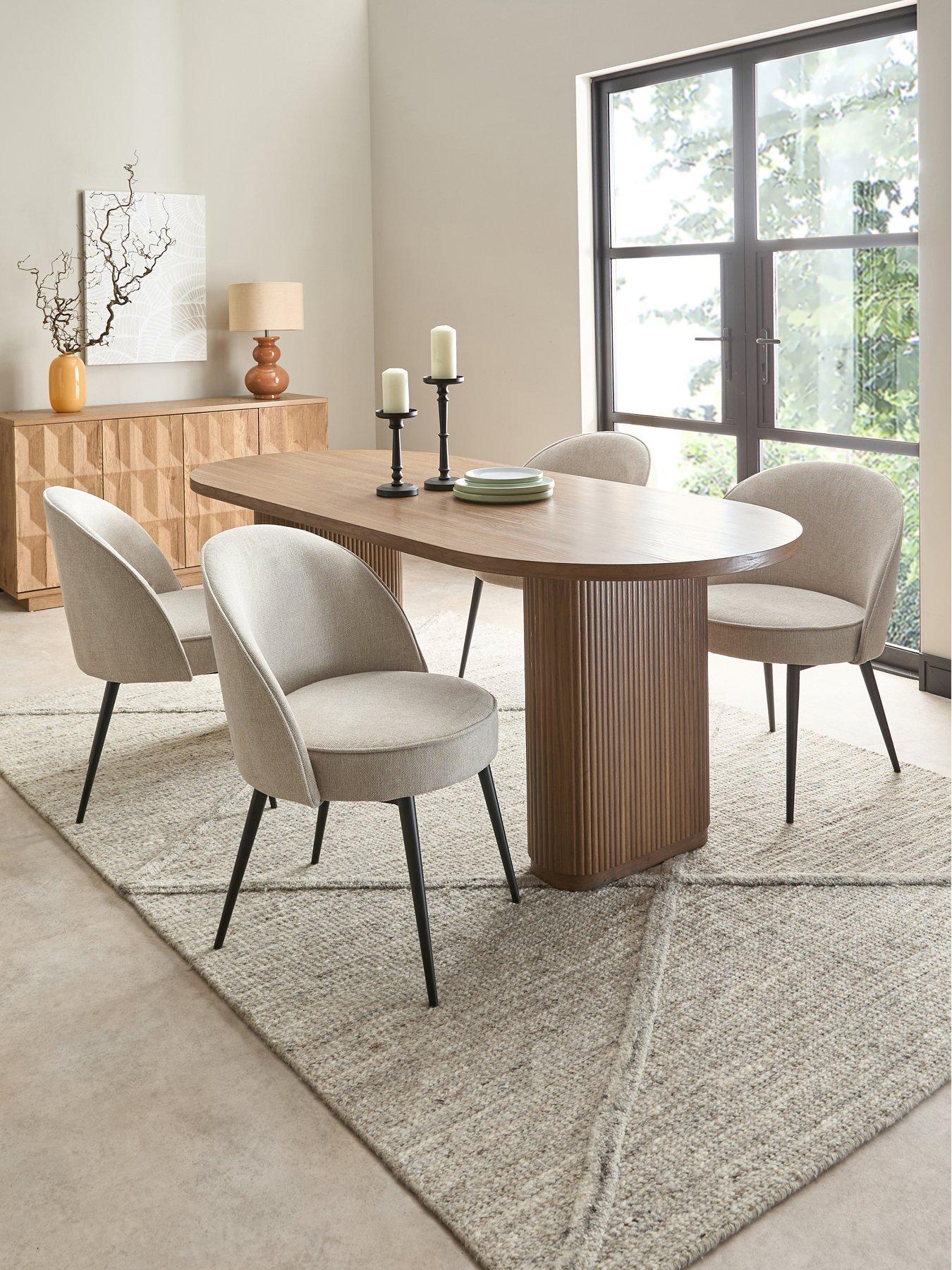 The Very Collection Carina Mid Oak 200cm Oval Dining Table And 4 Carina Natural Chairs - FSC® Certifed