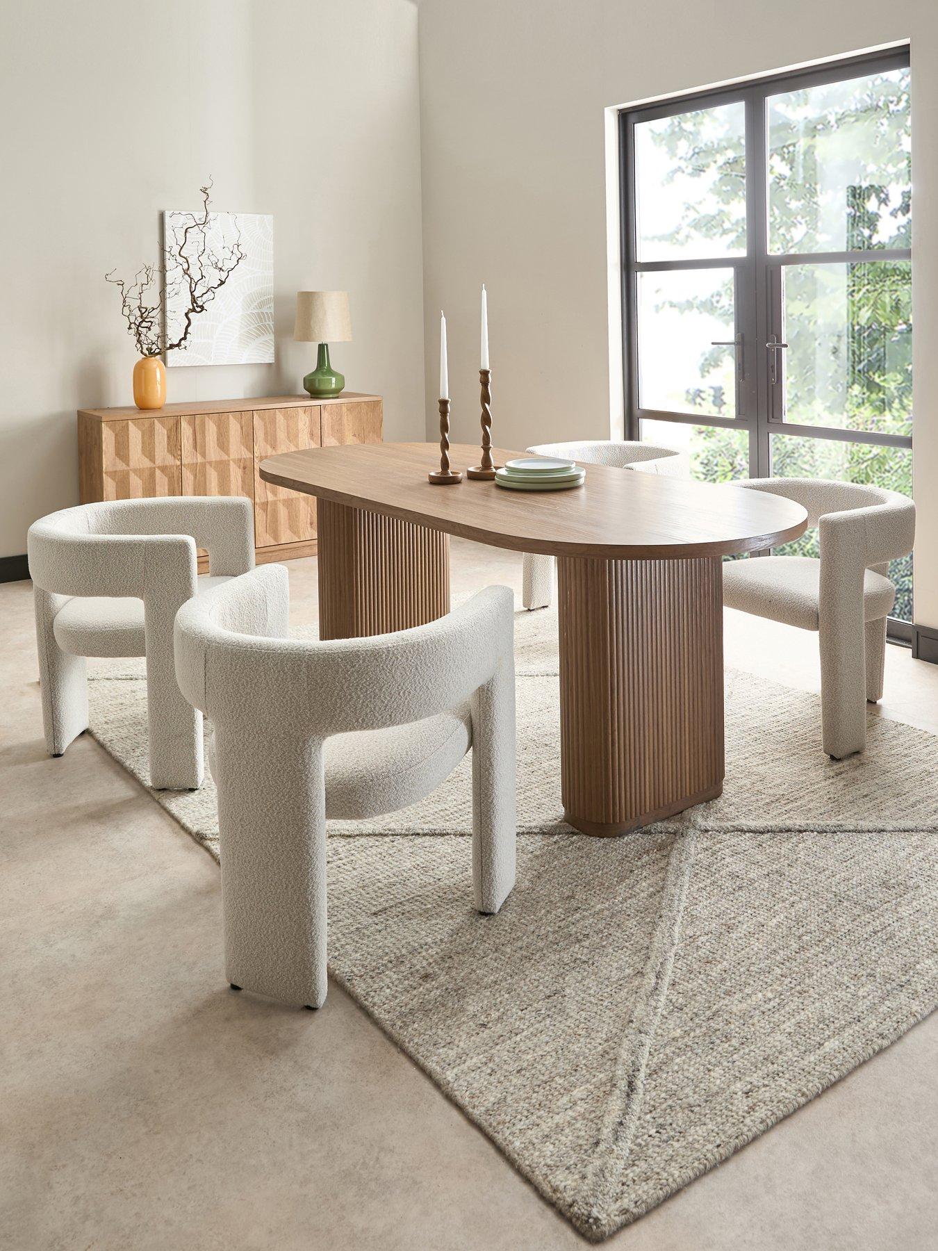 The Very Collection Carina Mid Oak 200cm Oval Dining Table And 4 Nell Boucle Chairs - FSC® Certified