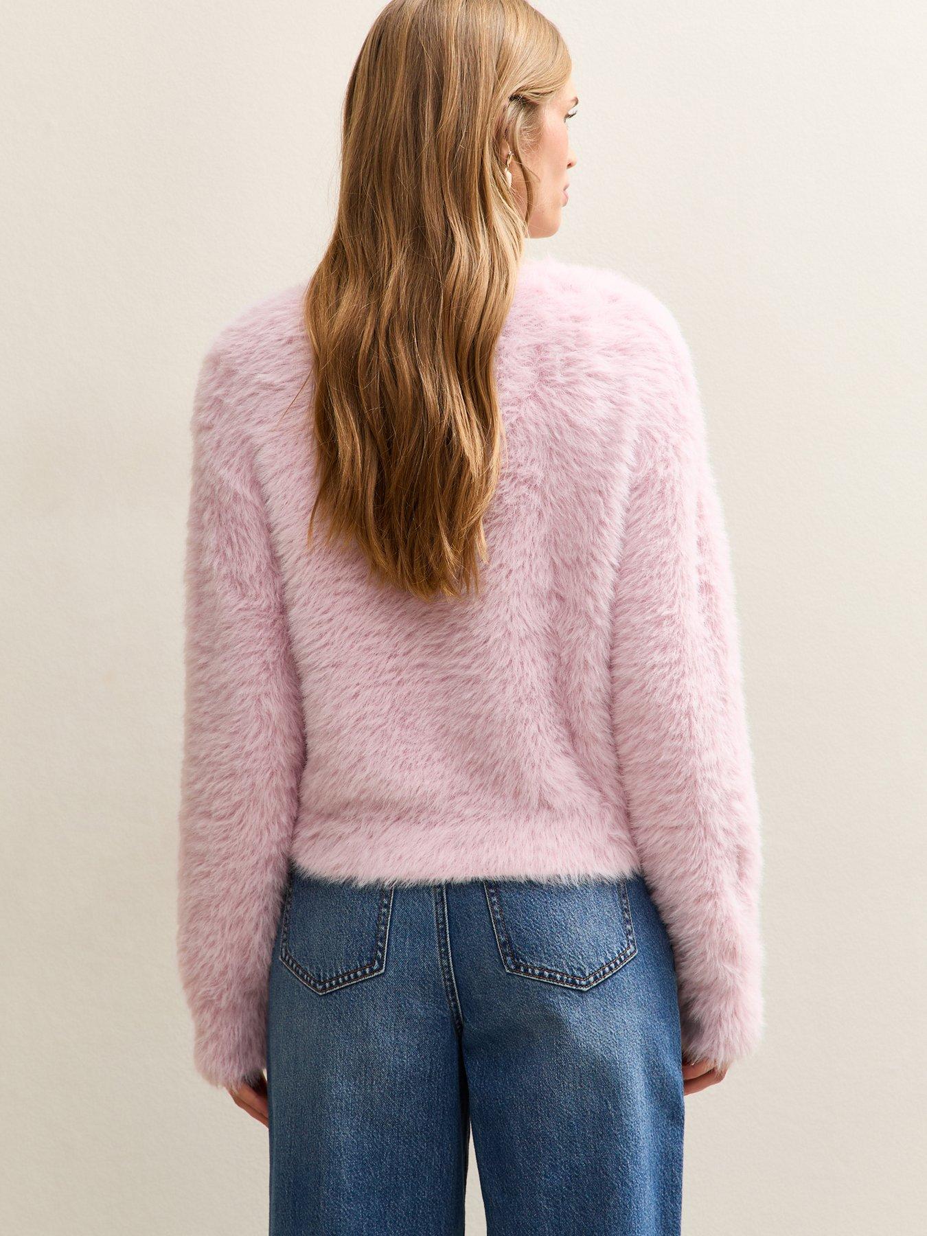 stillFront image of new-look-super-fluffy-button-up-cardigan-light-pink