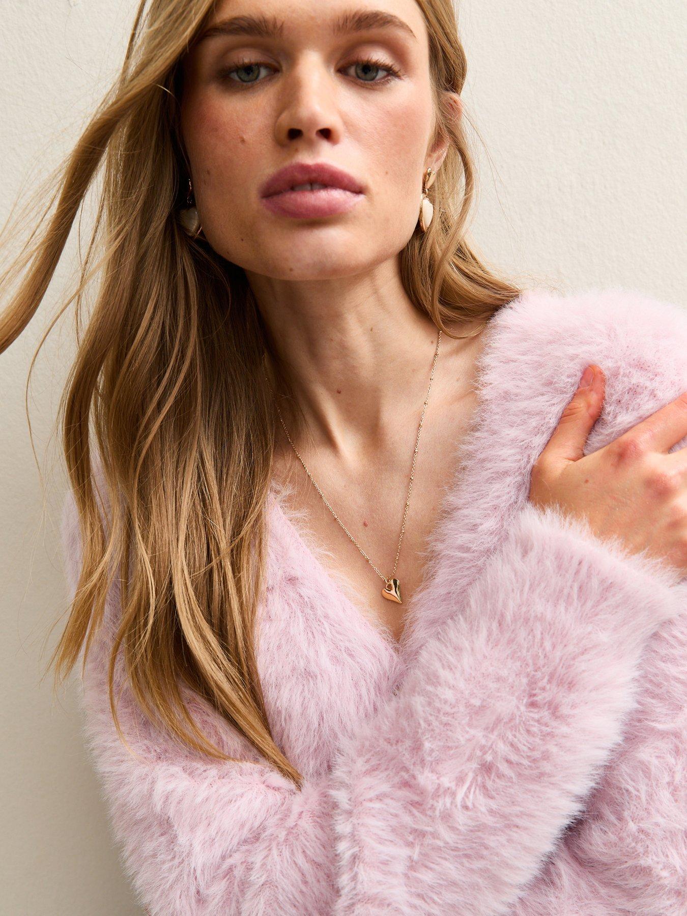  image of new-look-super-fluffy-button-up-cardigan-light-pink