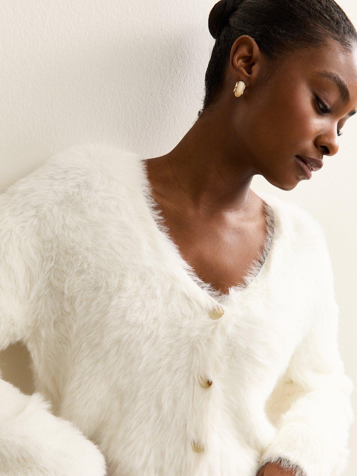  image of new-look-super-fluffy-button-up-cardigan-cream