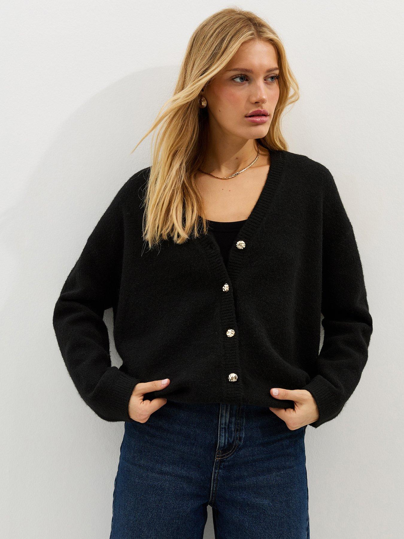 New Look V-Neck Boyfriend Cardigan - Black