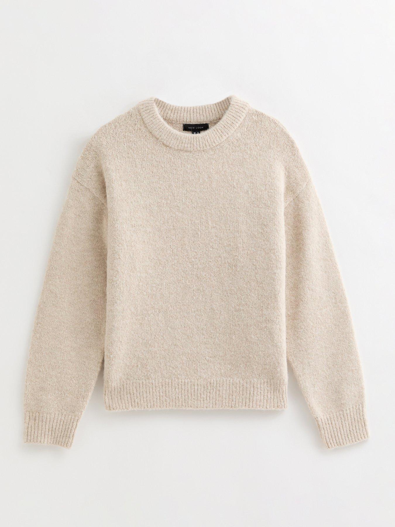 Image 5 of 6 of New Look Crew Neck Oversized Textured Knit Jumper - Cream