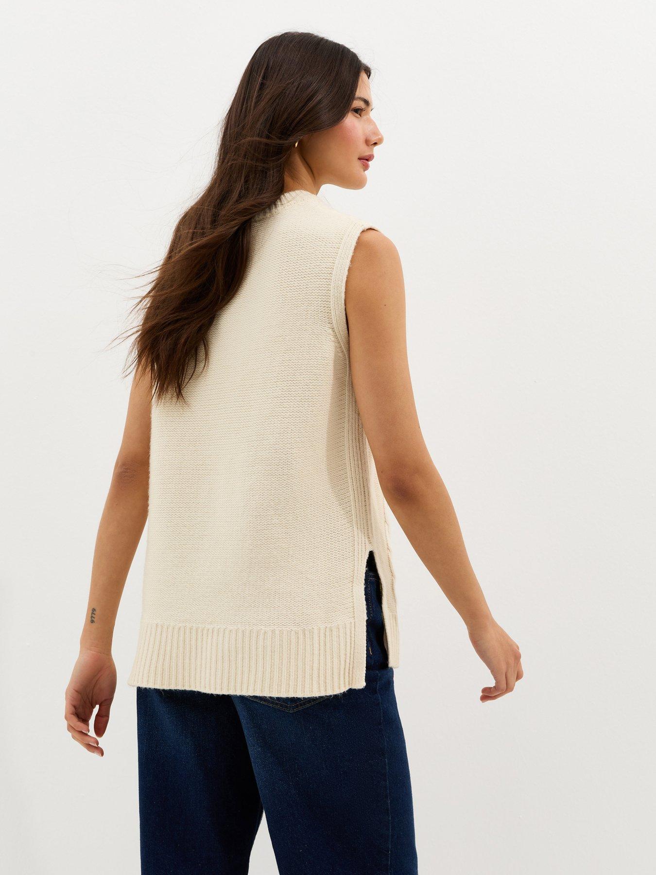  image of new-look-cable-knit-longline-tabard-cream