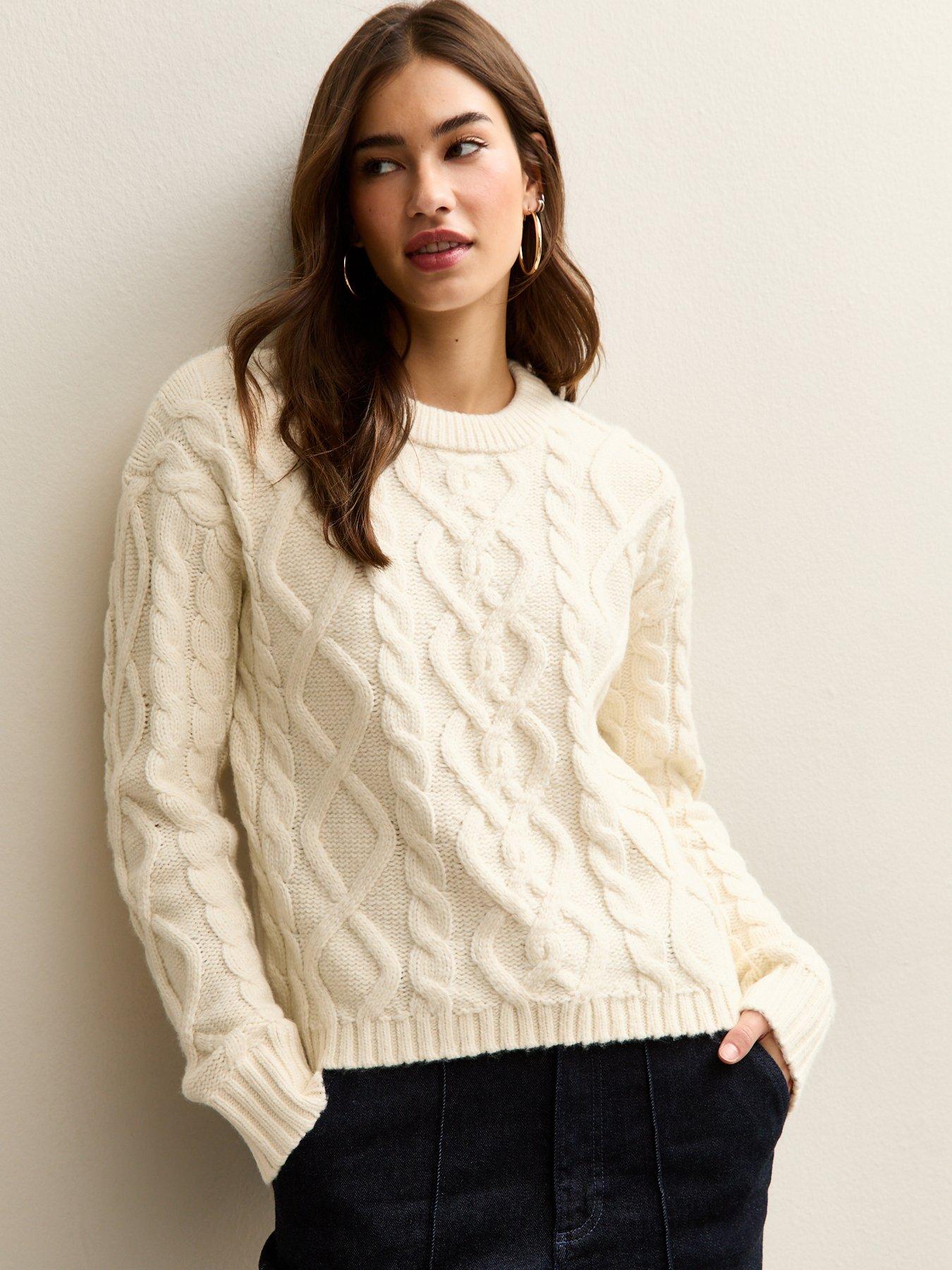  image of new-look-midweight-cable-knit-jumper-cream