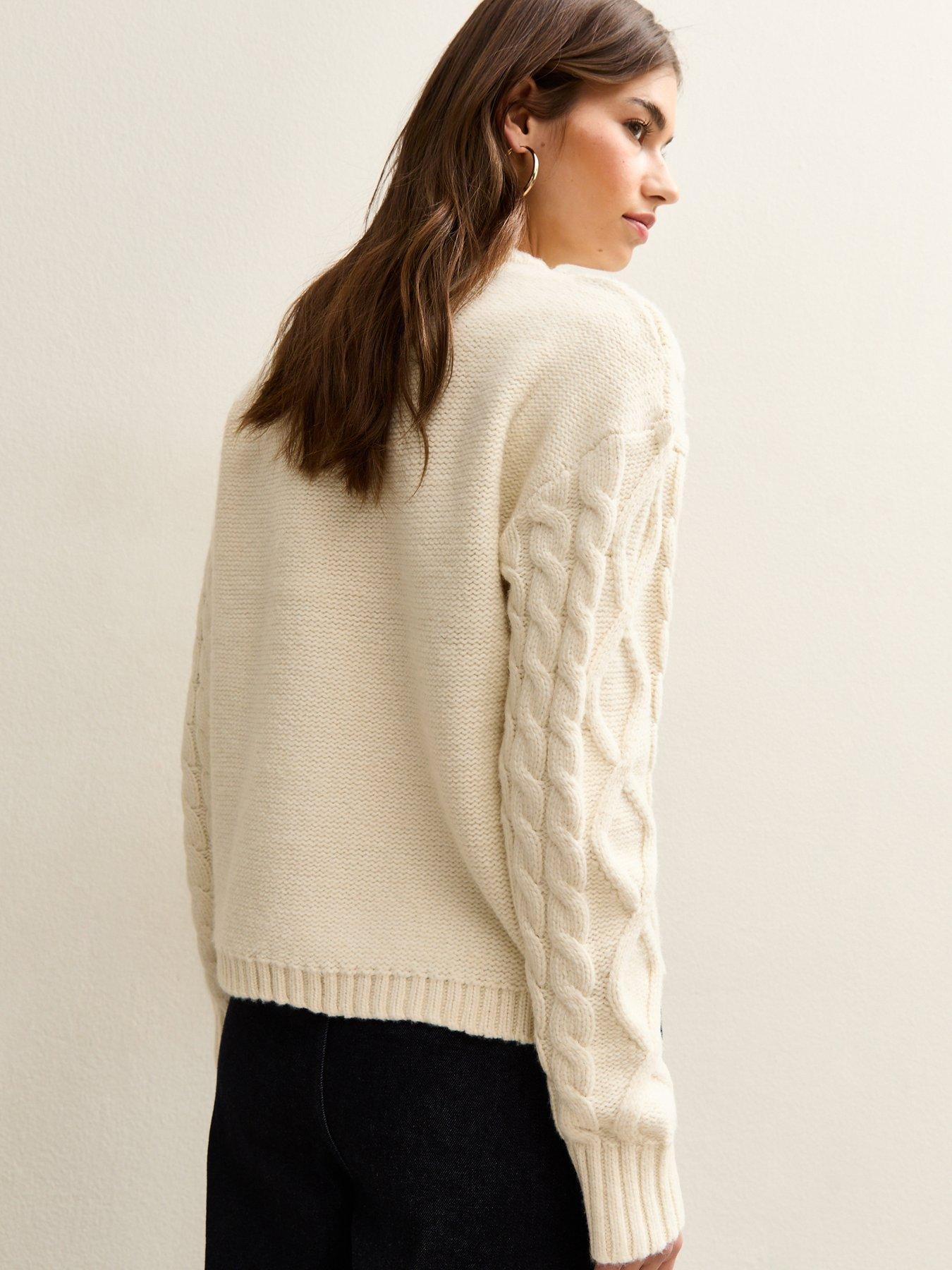  image of new-look-midweight-cable-knit-jumper-cream