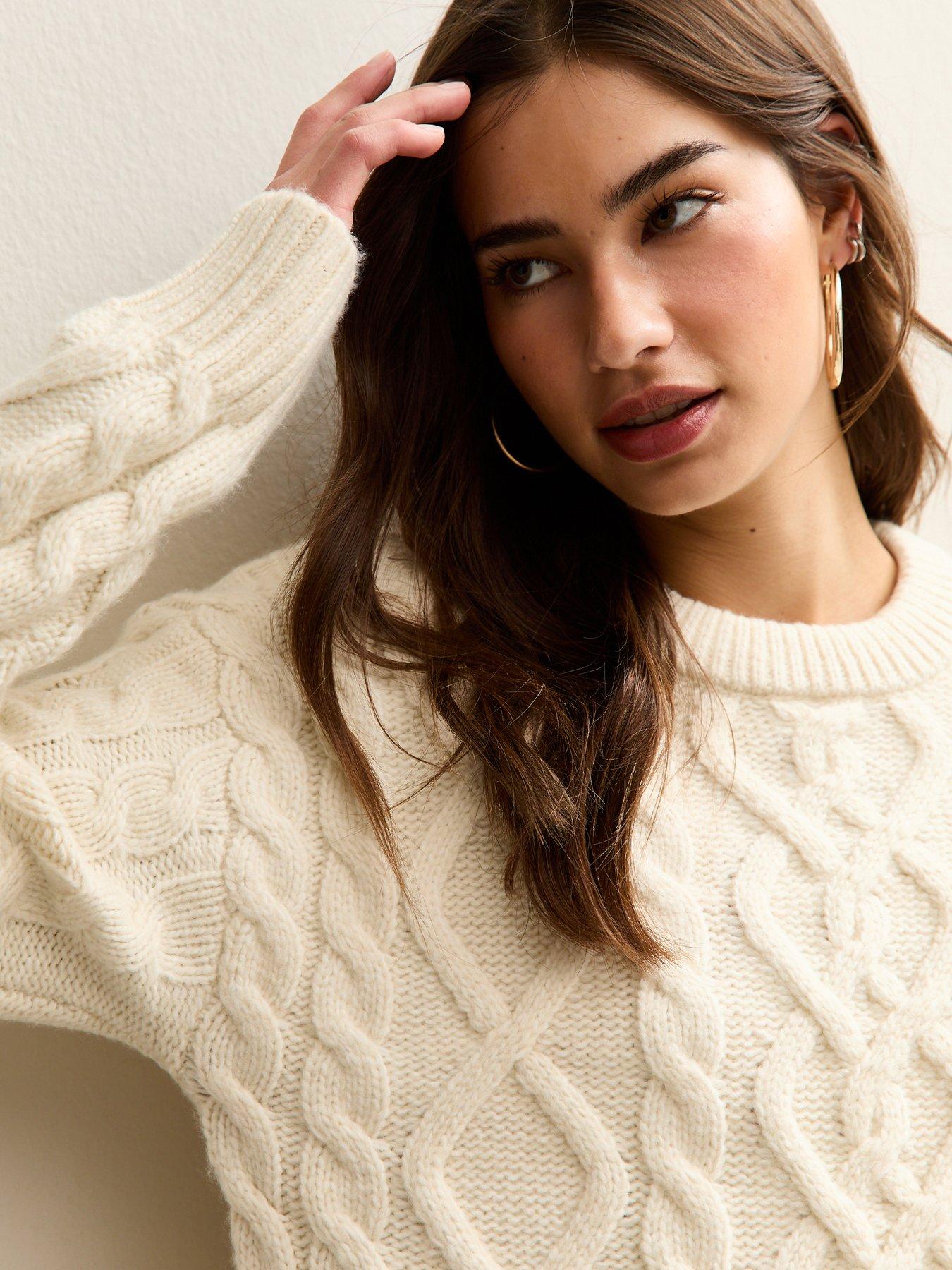  image of new-look-midweight-cable-knit-jumper-cream