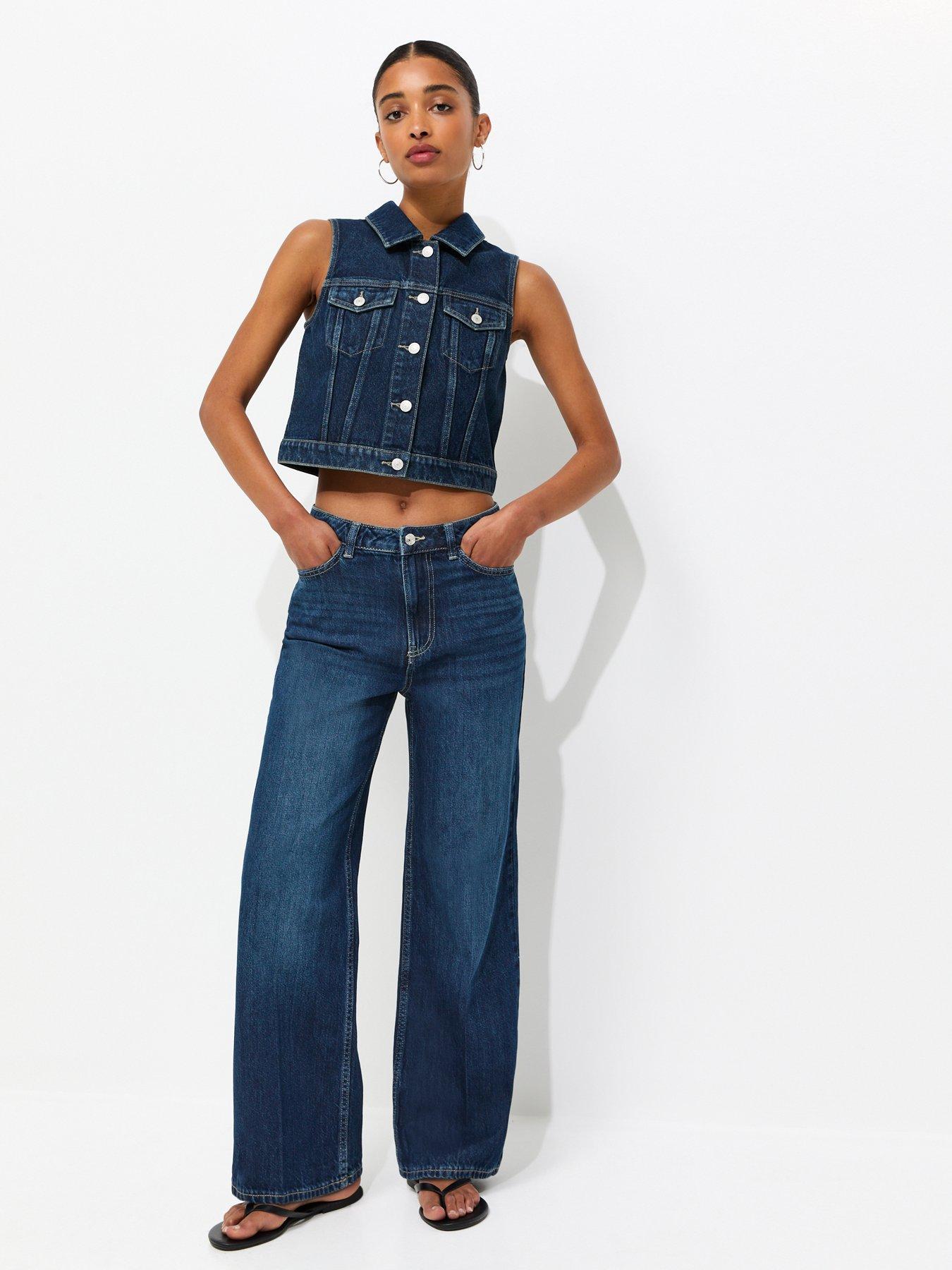 New Look Centre Crease Wide Leg Jeans - Blue