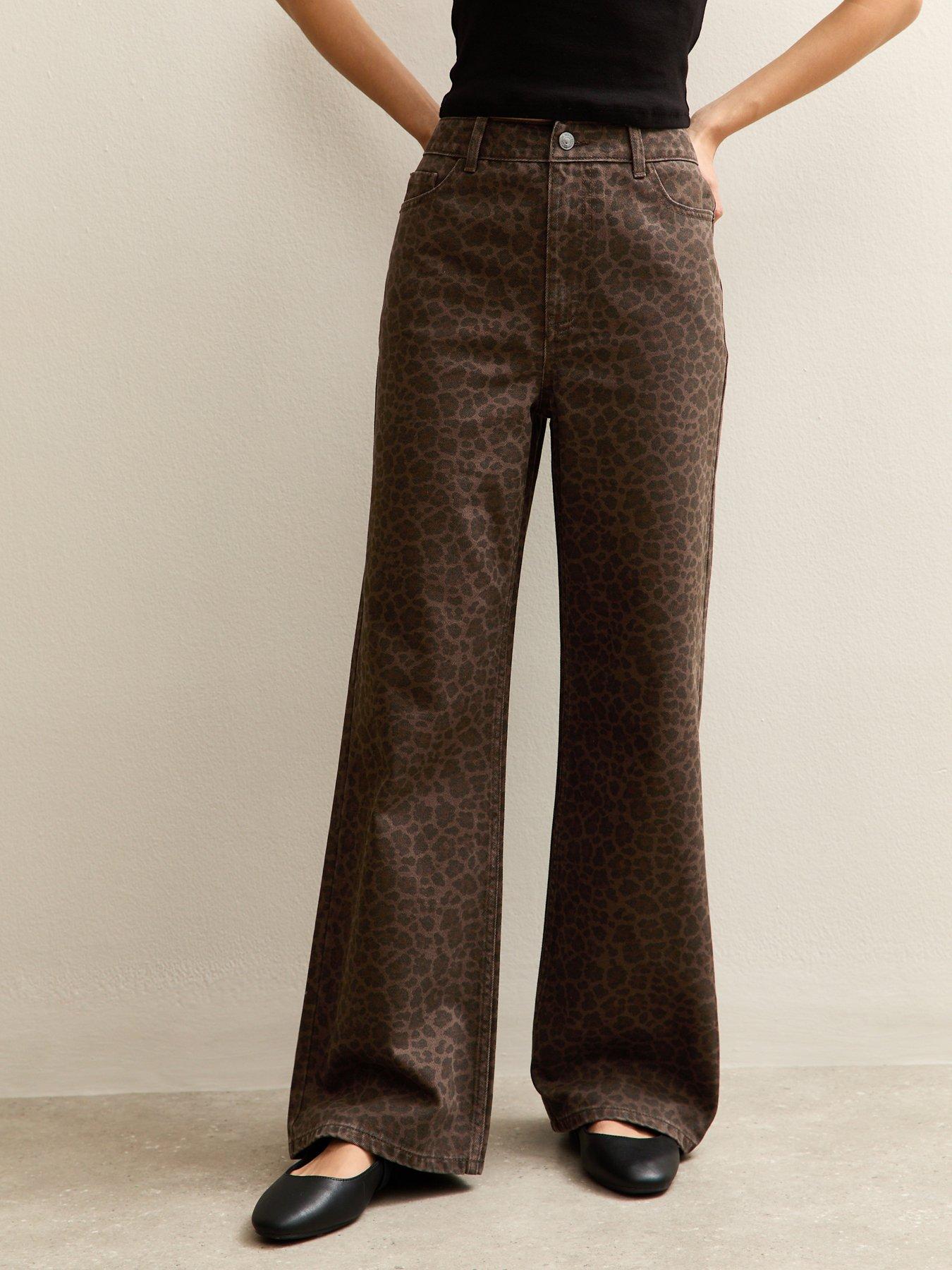 new-look-leopard-print-wide-leg-jeans-brown