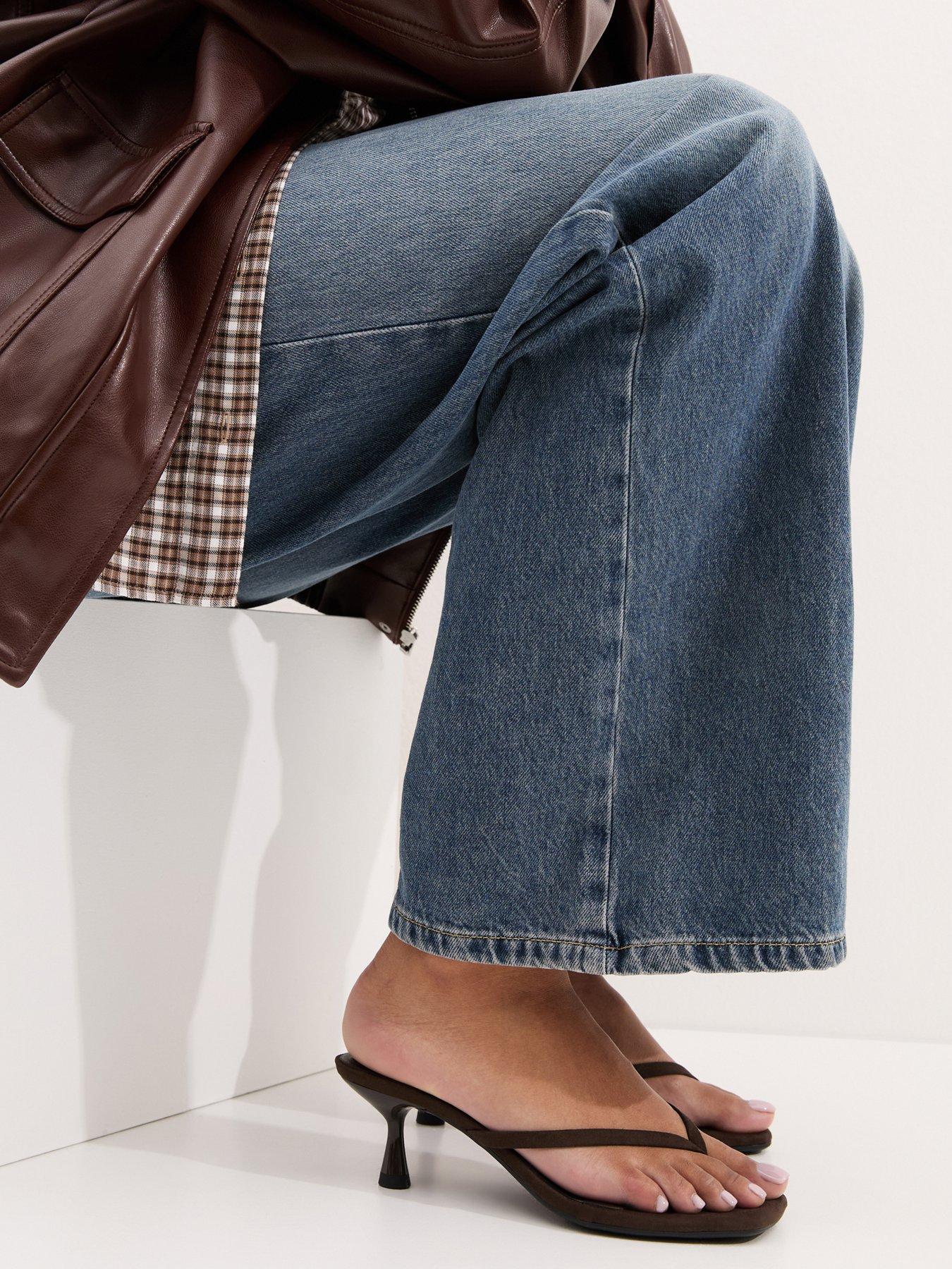 New Look Faux Suede Toe Post Mule Sandals - Brown | Littlewoods