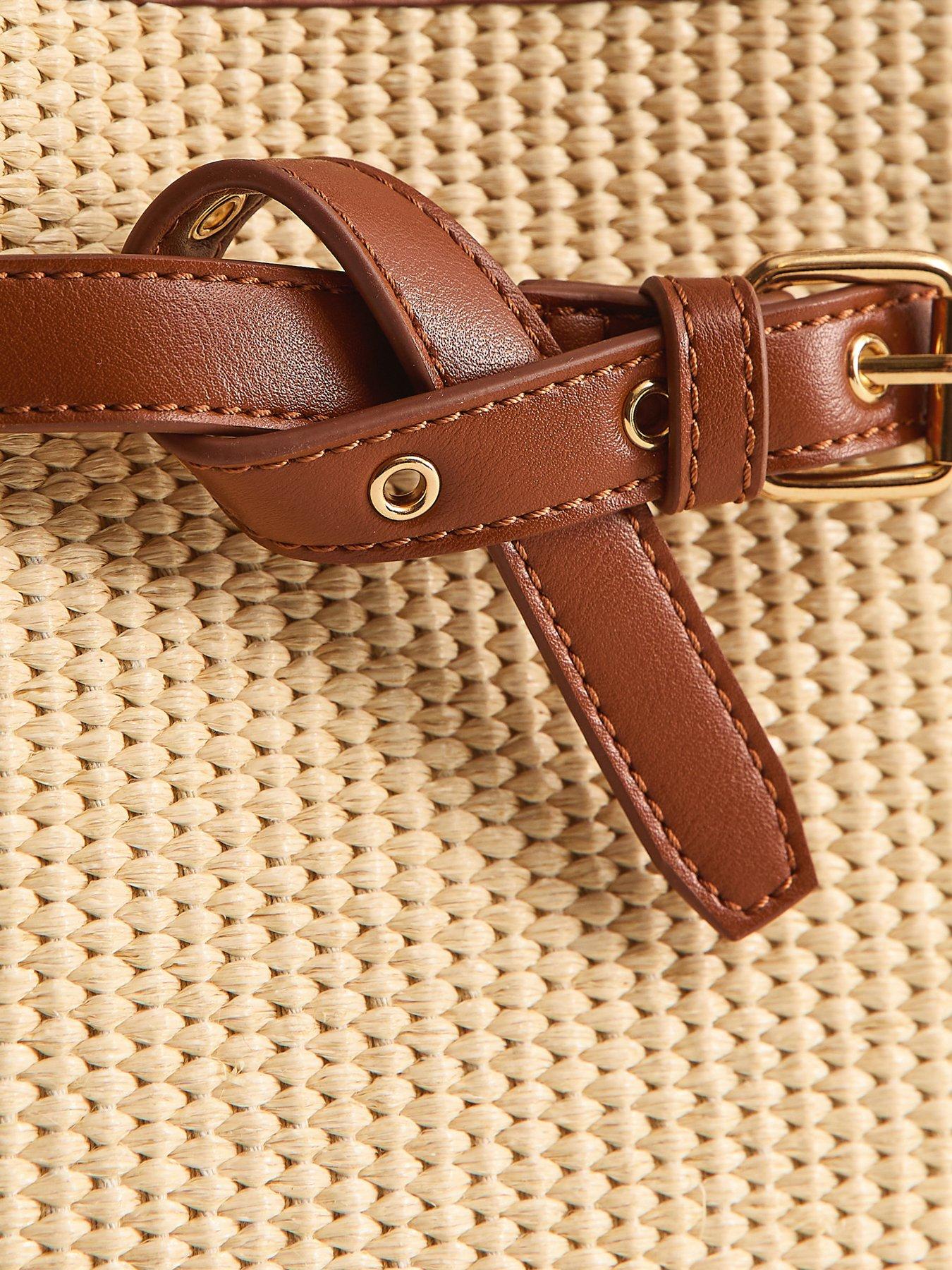  image of new-look-belted-woven-bucket-bag-stone