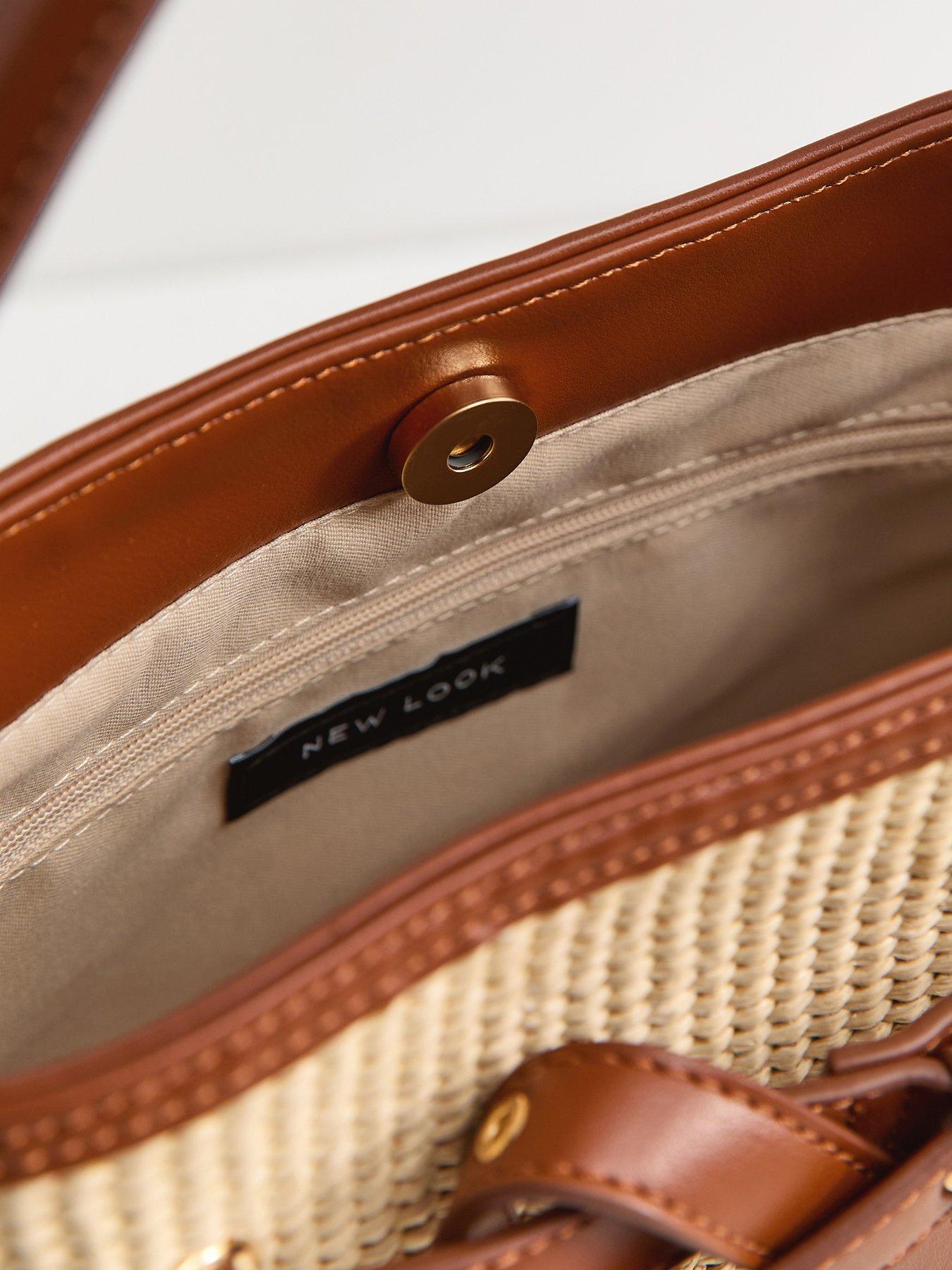  image of new-look-belted-woven-bucket-bag-stone