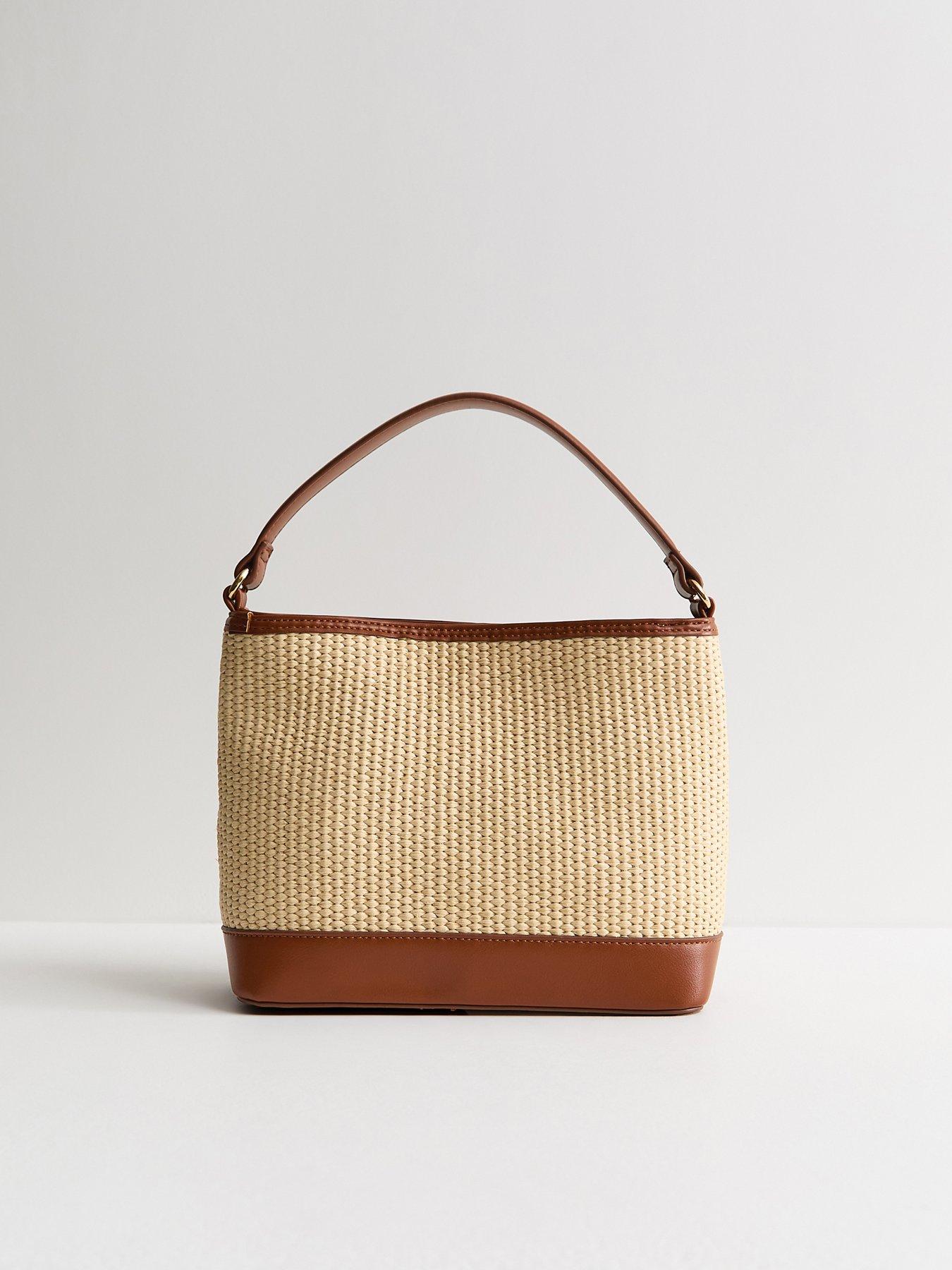  image of new-look-belted-woven-bucket-bag-stone