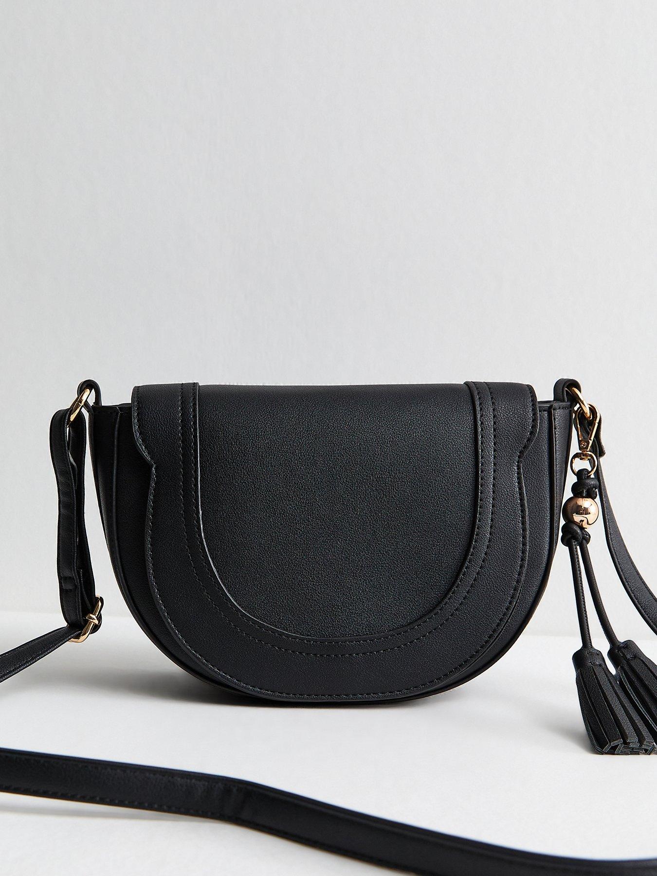 New Look Faux Leather Saddle Crossbody Bag - Black