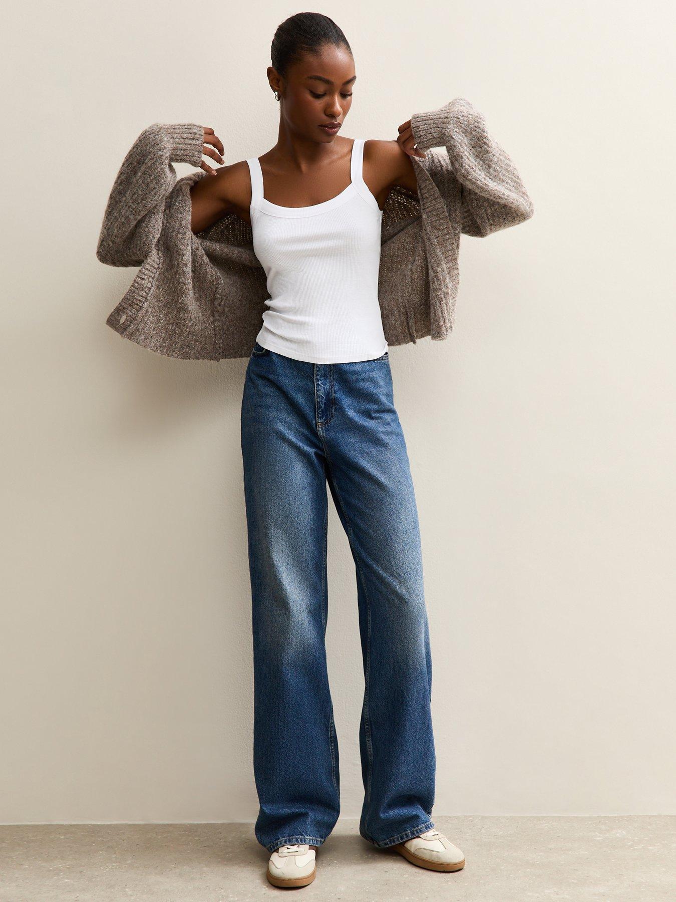  image of new-look-ribbed-scoop-neck-cami-white