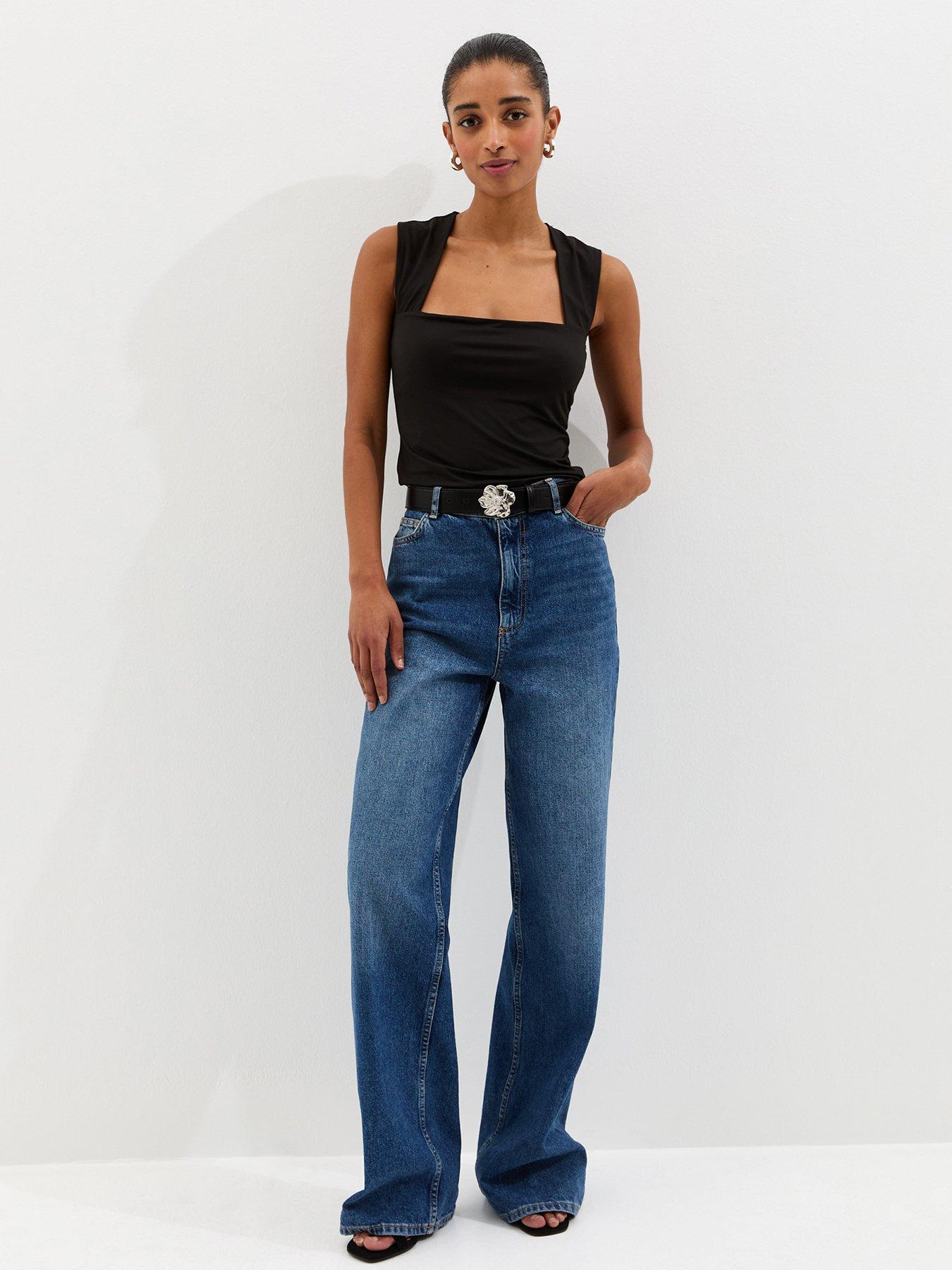  image of new-look-square-neck-vest-top-black