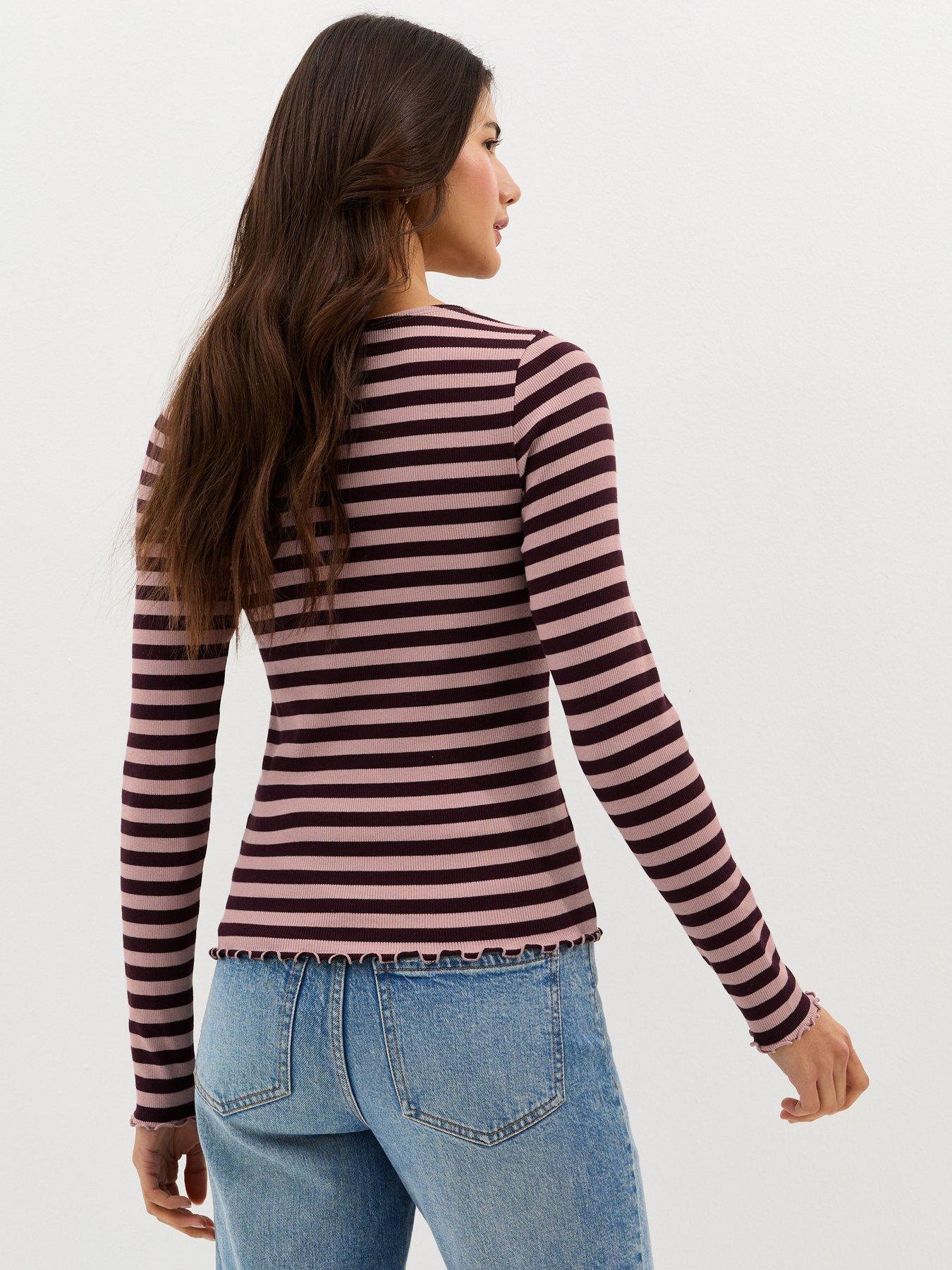  image of new-look-striped-long-sleeve-top-light-pink