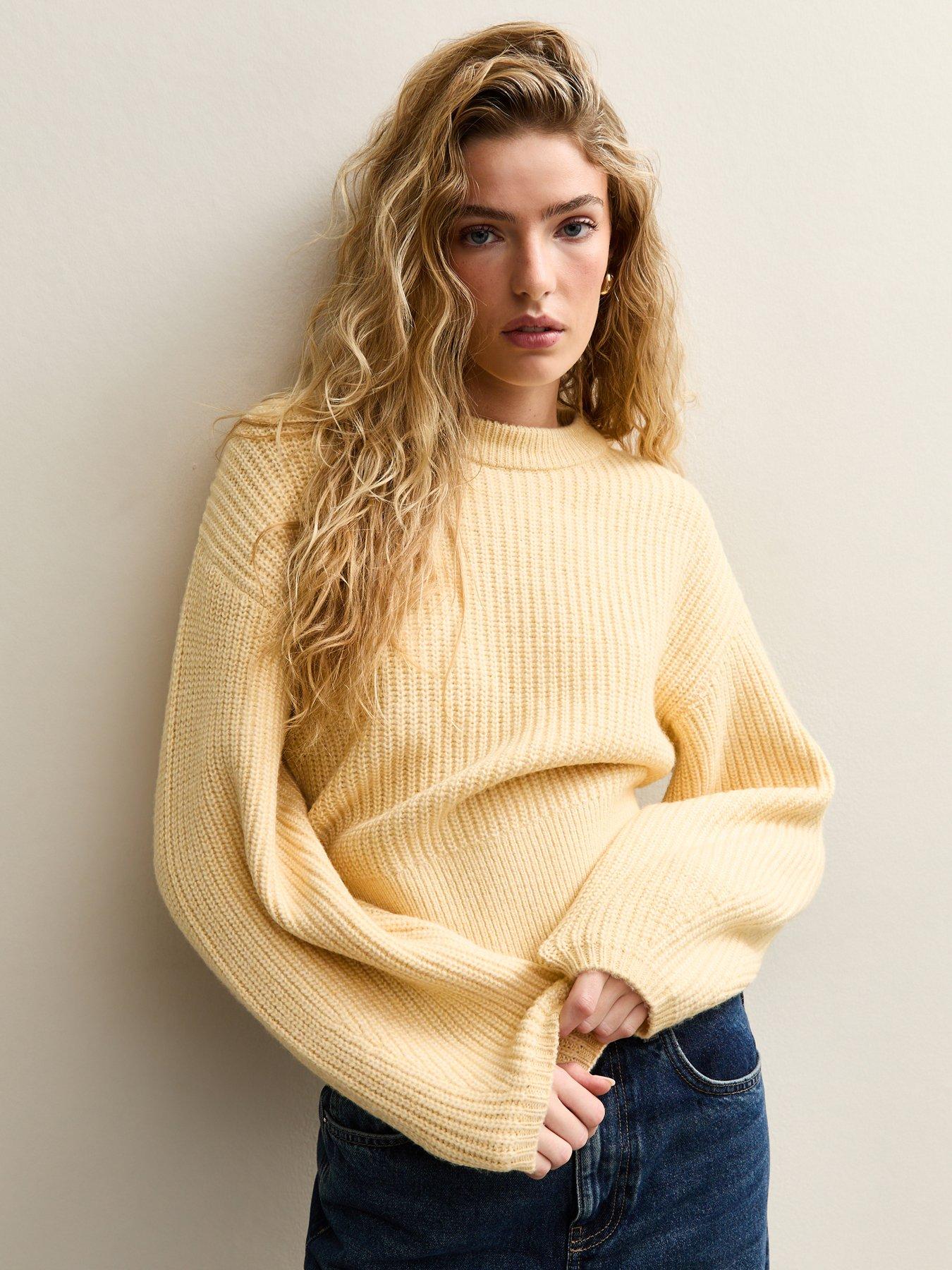 New Look Ribbed Knit Long Sleeve Jumper - Yellow
