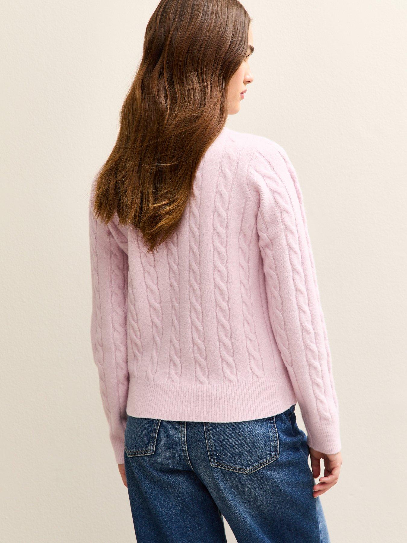  image of new-look-cable-knit-crew-neck-jumper-light-pink