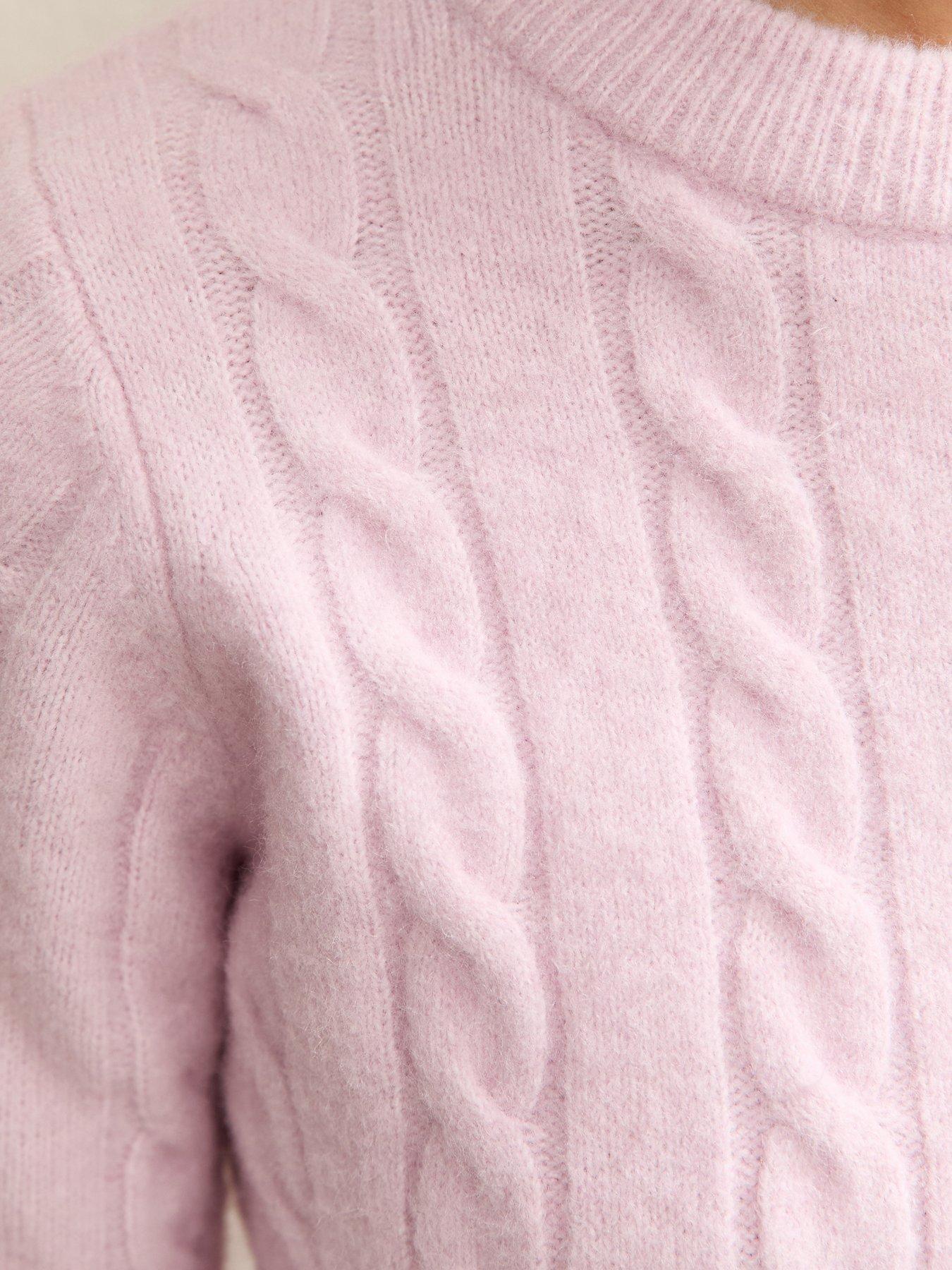  image of new-look-cable-knit-crew-neck-jumper-light-pink