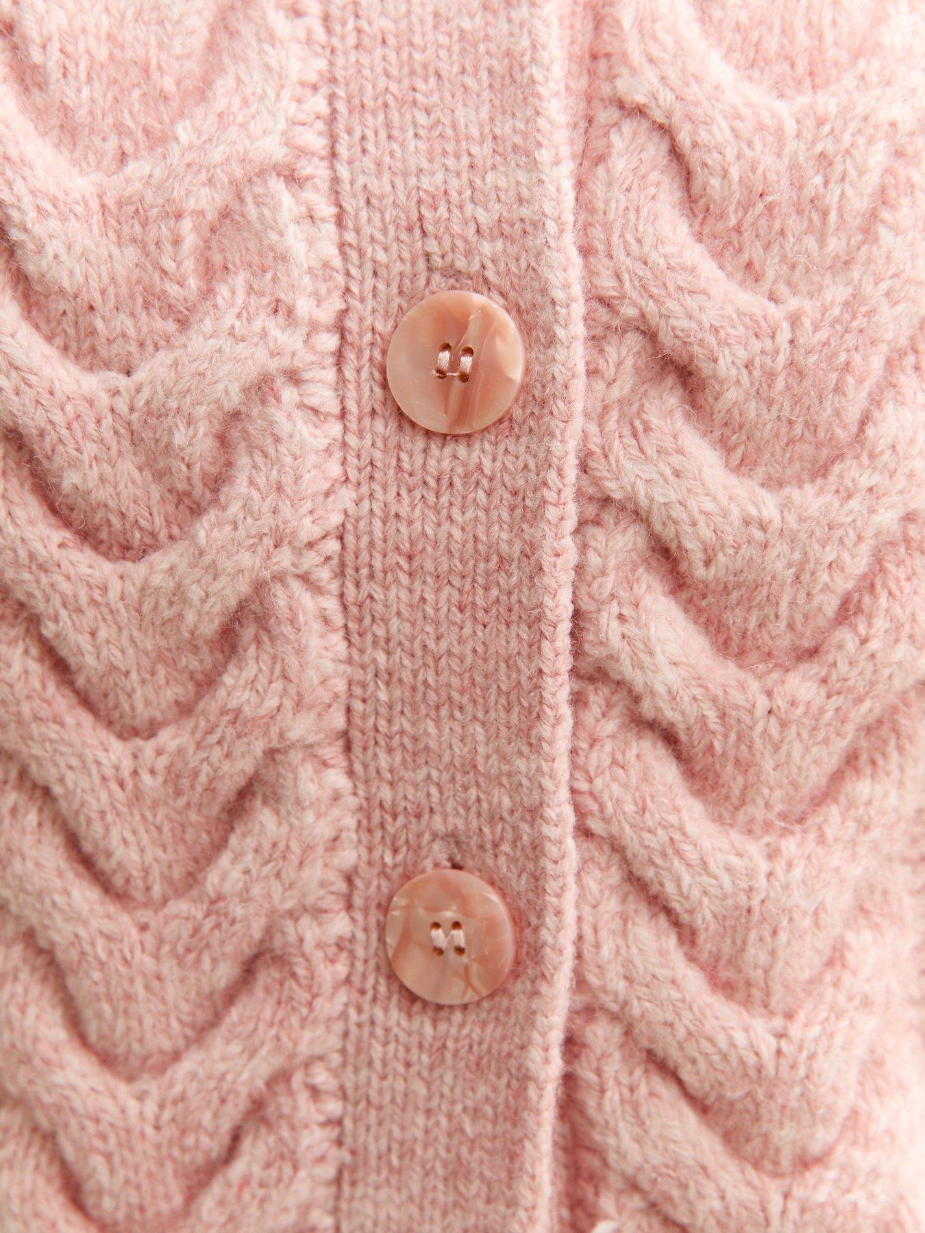 Image 5 of 5 of New Look Cable Knit Cardigan - Pink