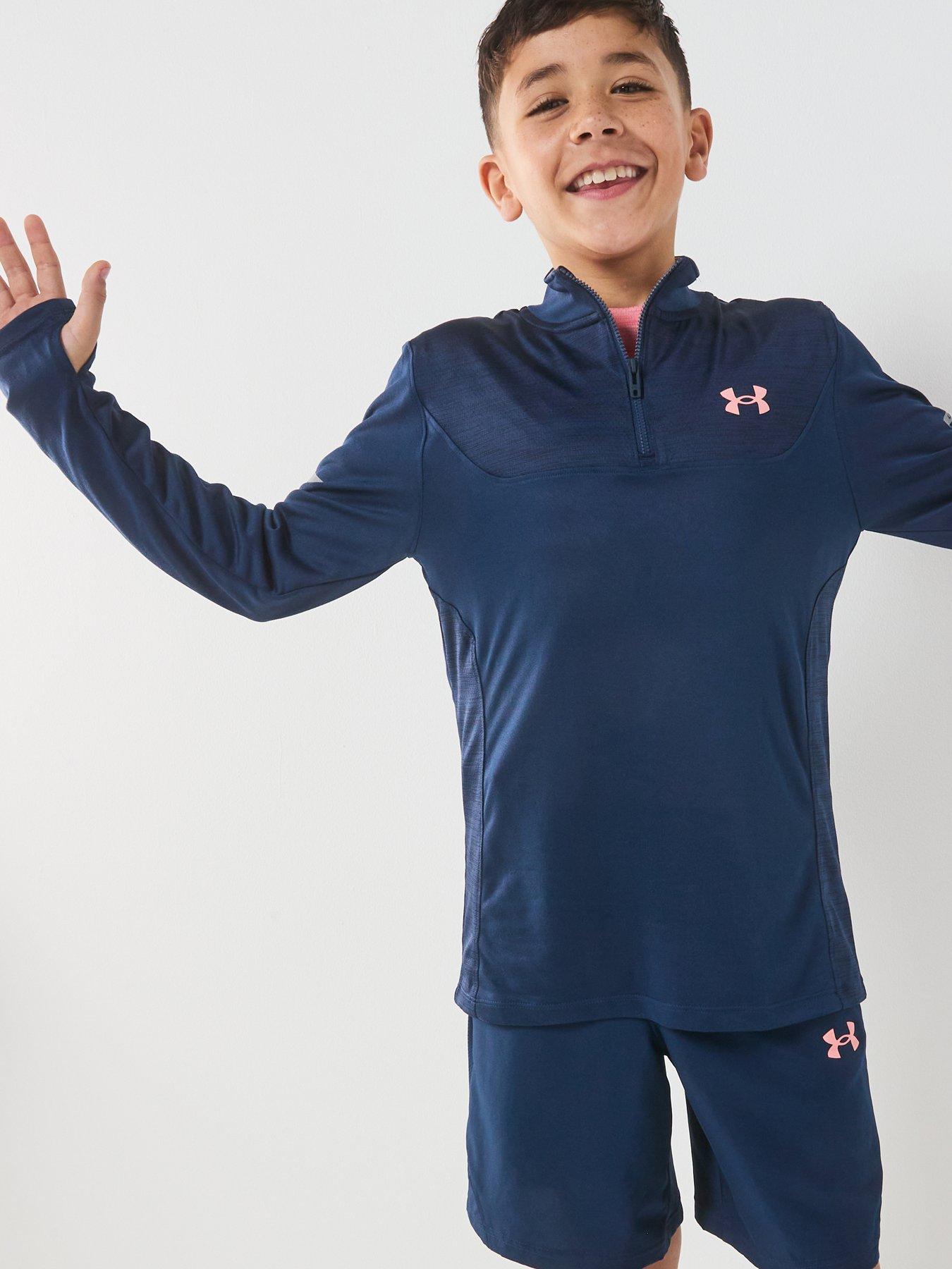  image of under-armour-junior-boys-training-tech-utility-14-zip-top-navy