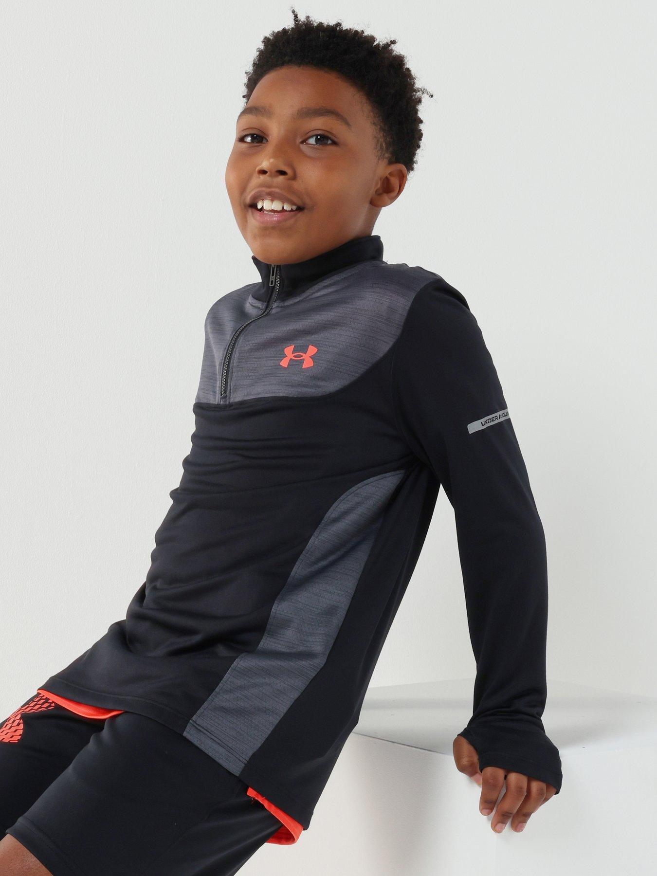 UNDER ARMOUR Junior Boys Training Tech Utility 1/4 Zip Top - Black