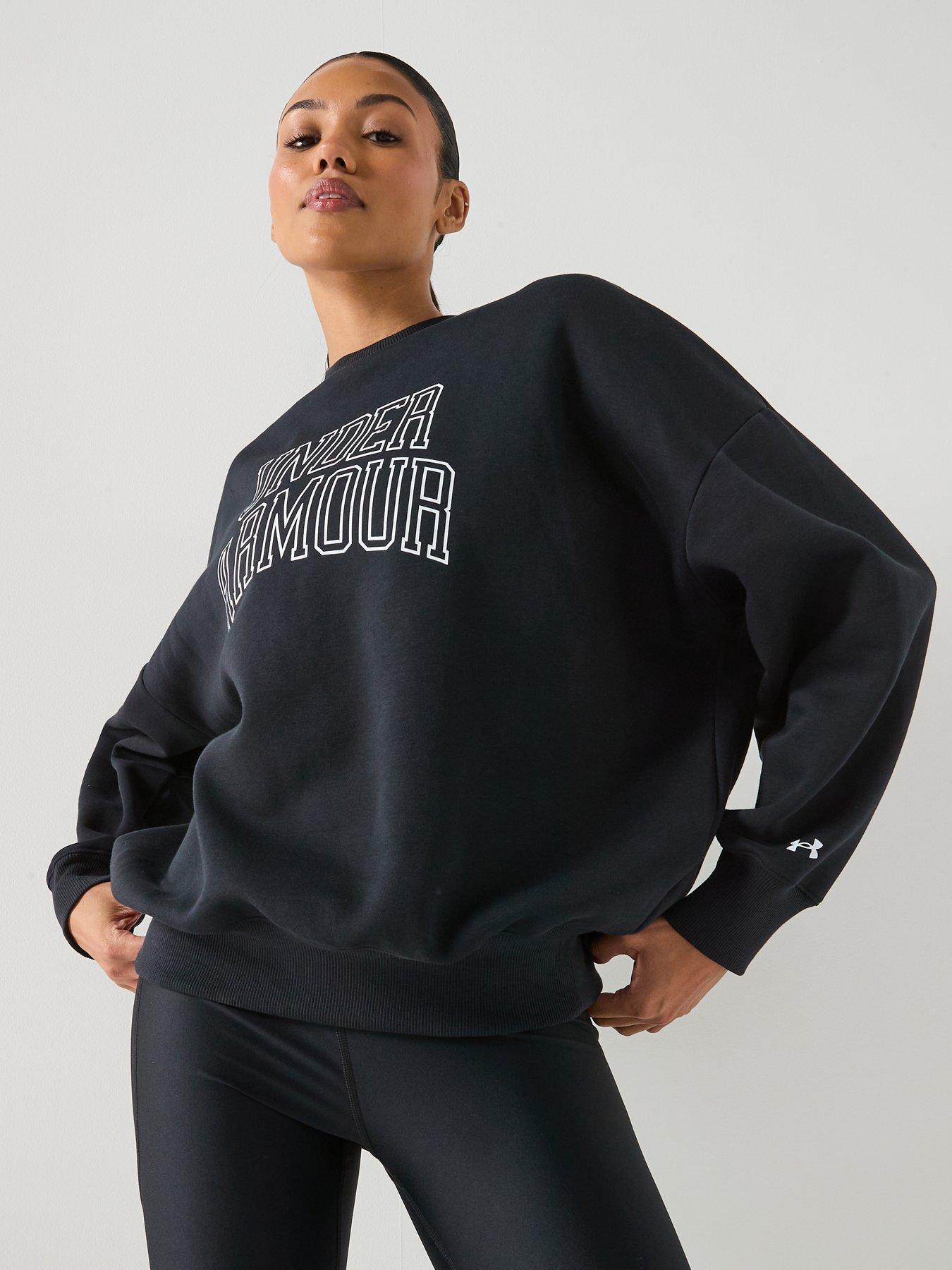 UNDER ARMOUR Womens Rival Fleece OS Crew Sweatshirt - Black