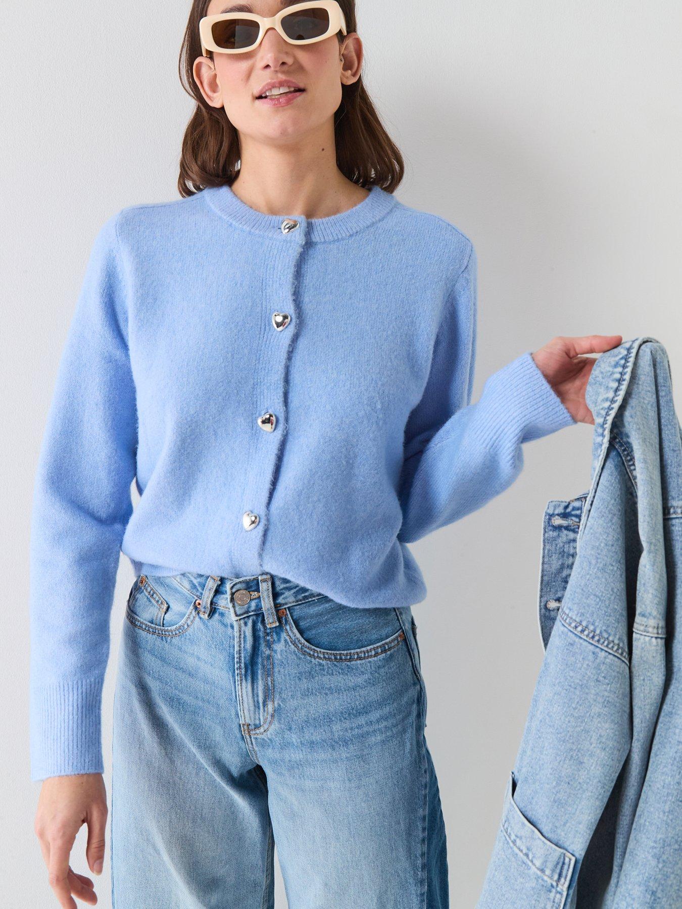 Vero Moda Fiona Long Sleeve Button Cardigan - Blue