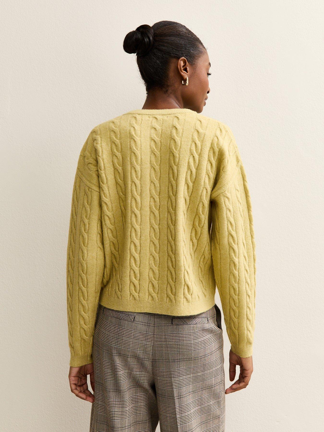 stillFront image of new-look-cable-knit-cardigan-green