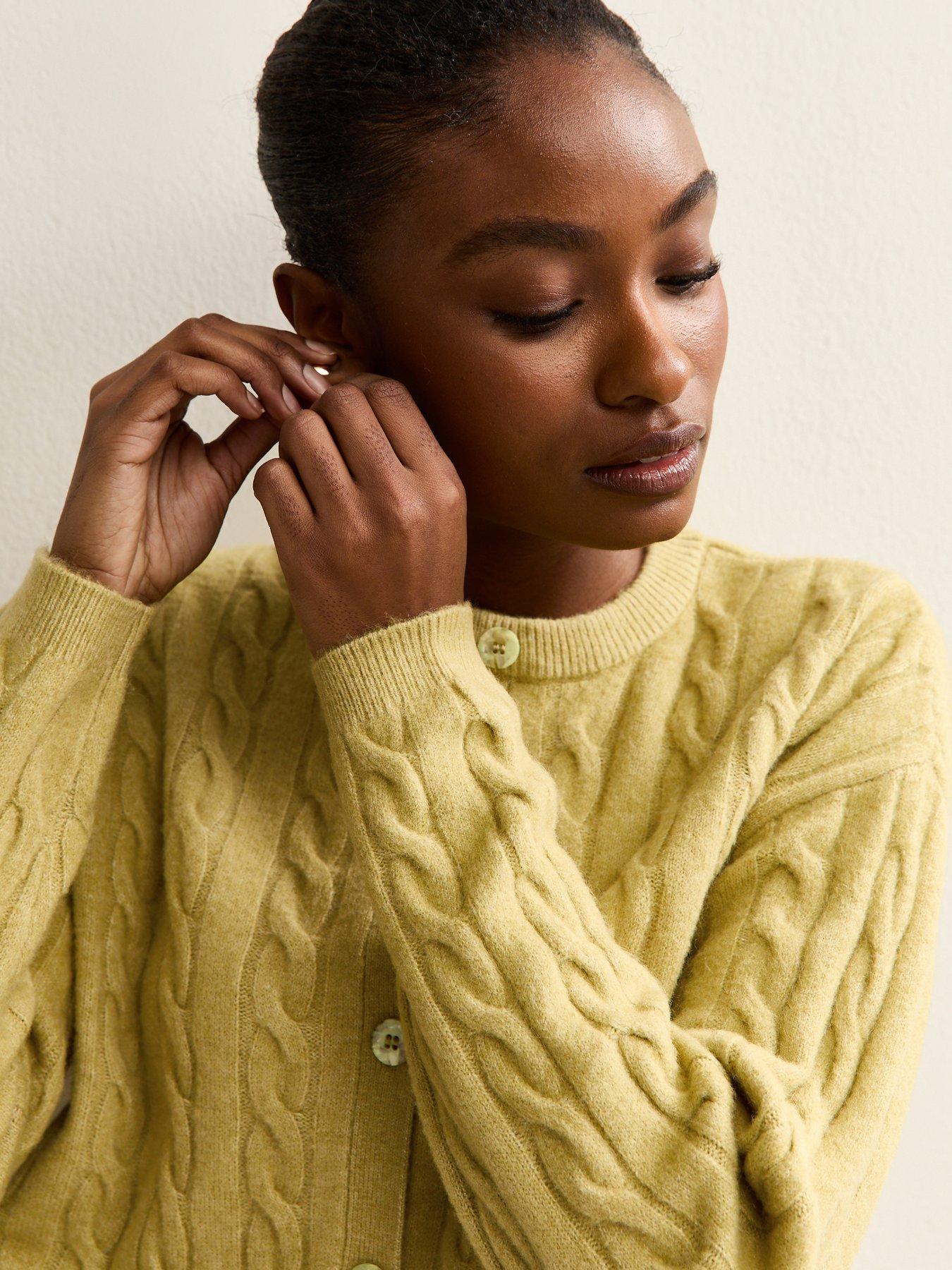  image of new-look-cable-knit-cardigan-green