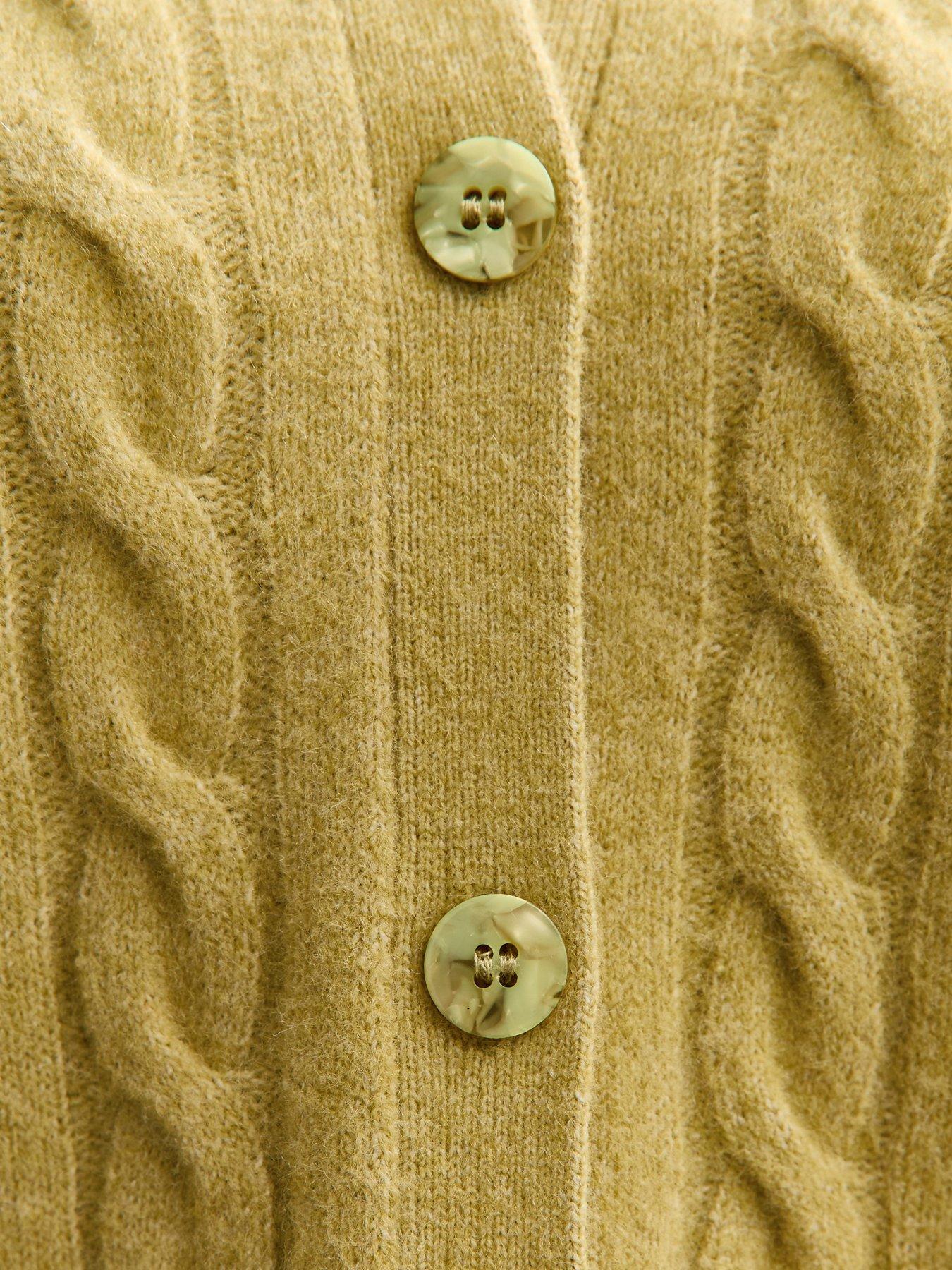  image of new-look-cable-knit-cardigan-green