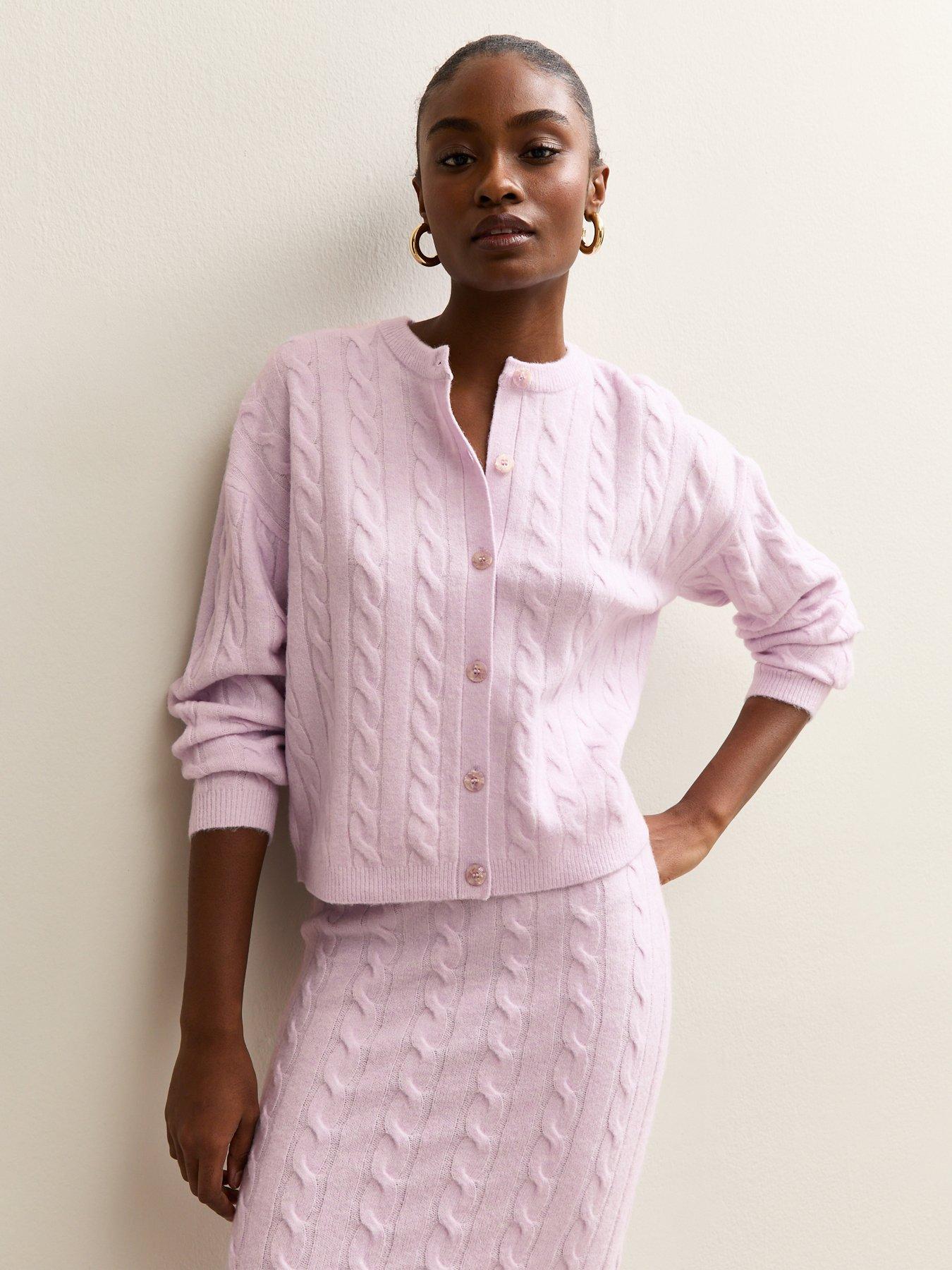 New Look Cable Knit Cardigan - Lilac