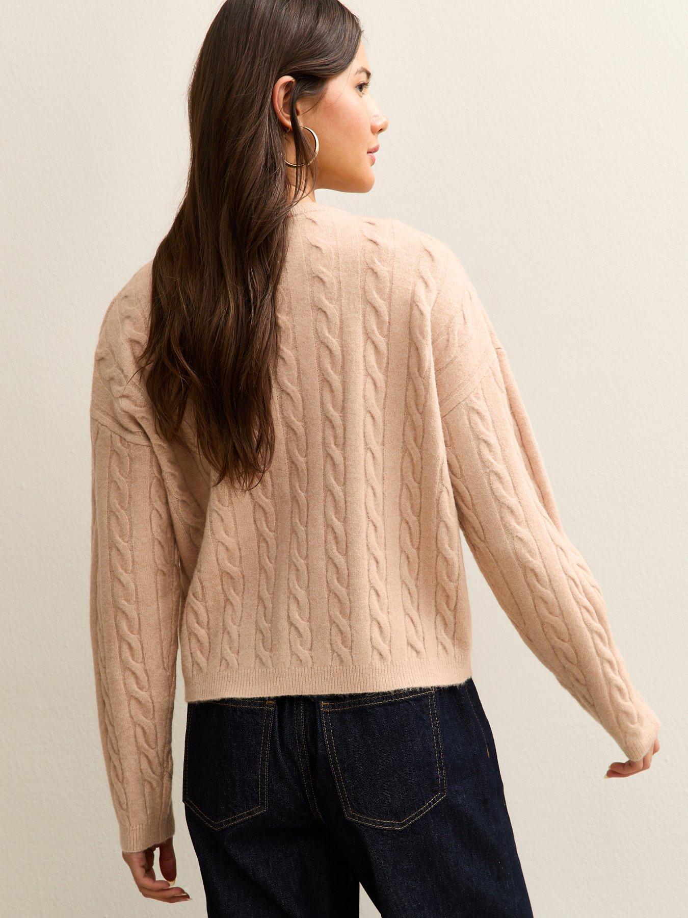  image of new-look-cable-knit-cardigan-light-pink