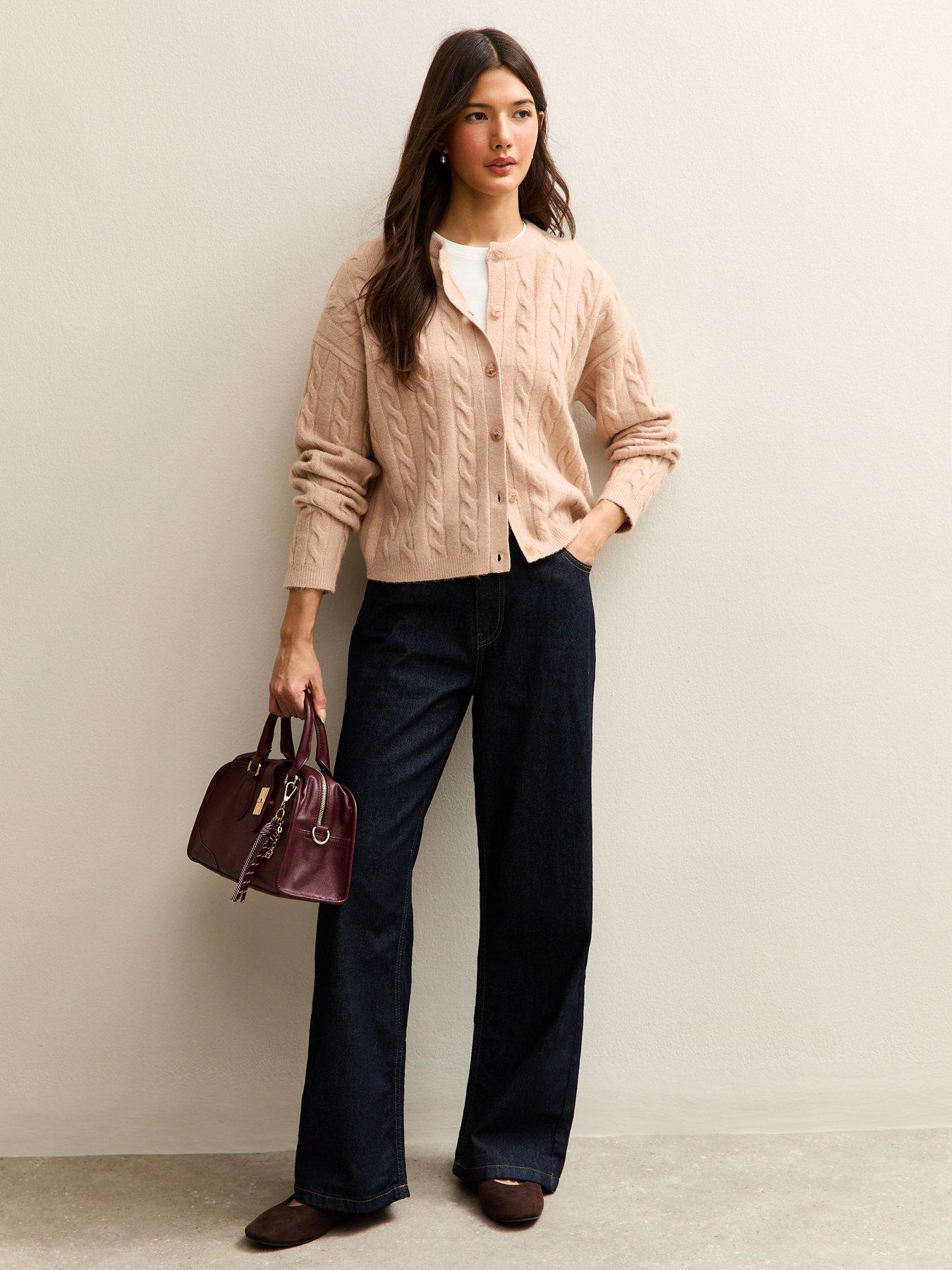  image of new-look-cable-knit-cardigan-light-pink