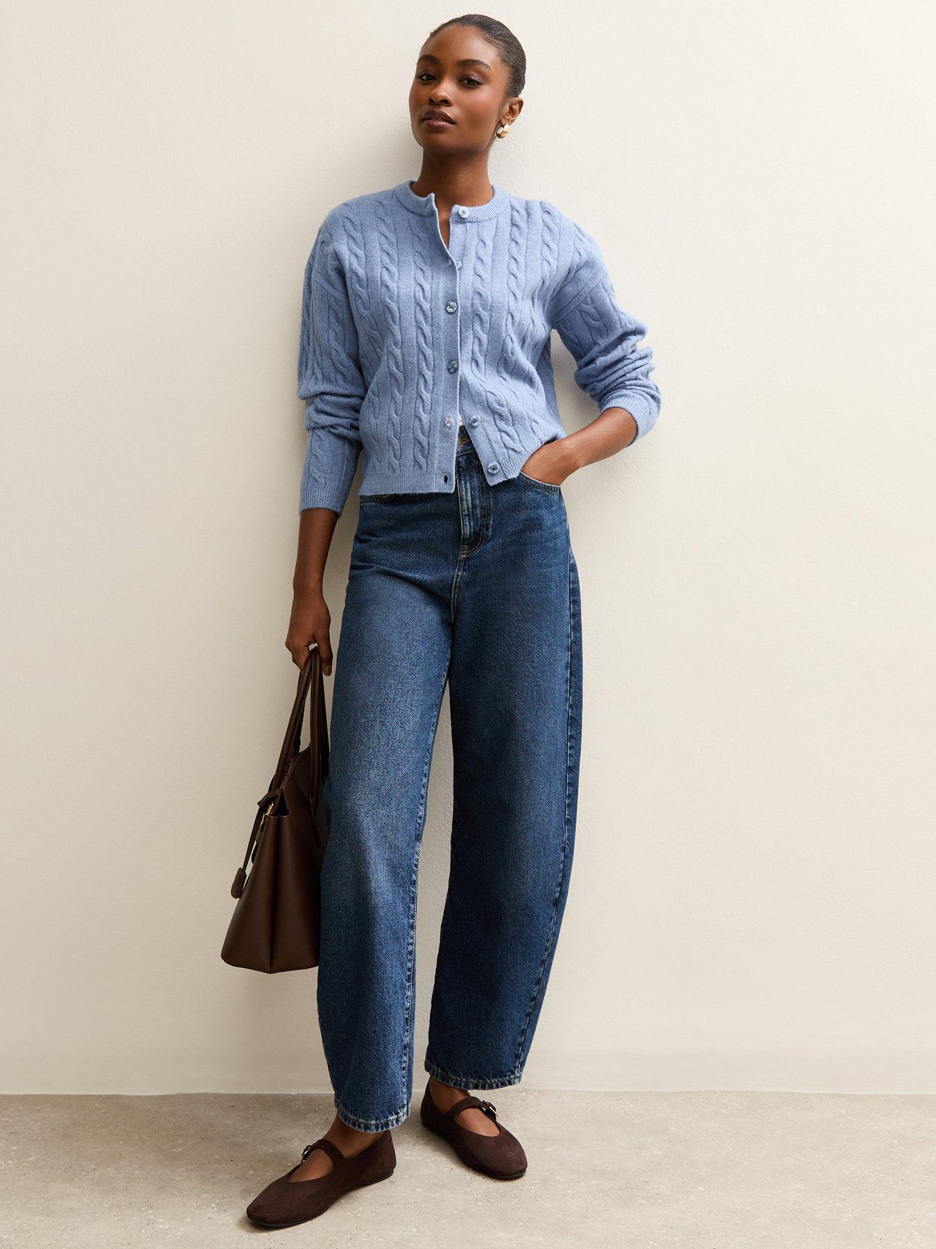  image of new-look-cable-knit-cardigan-blue