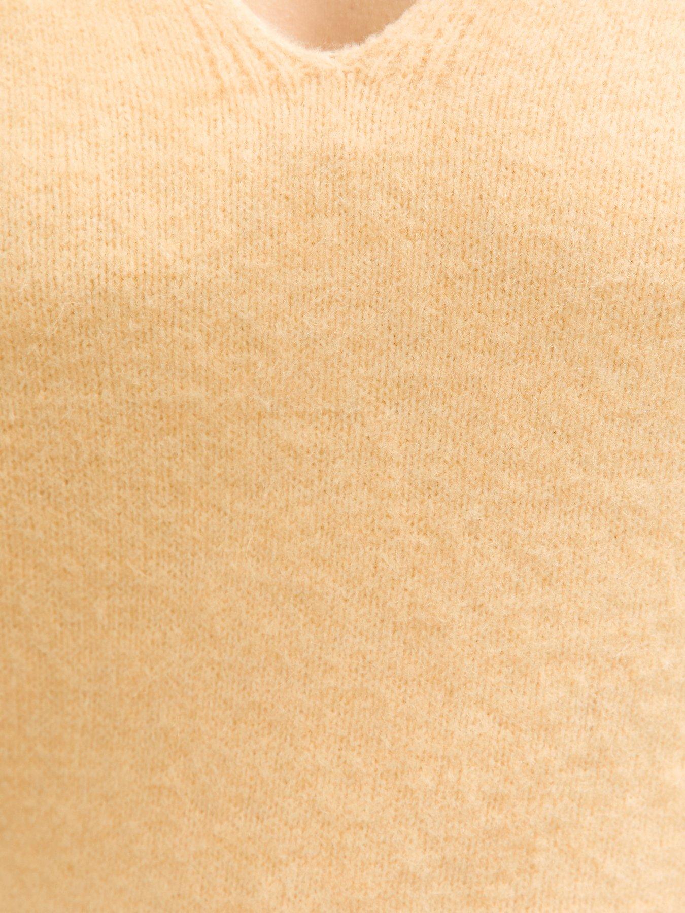 Image 5 of 5 of New Look Open Collar Knit Top - Light Yellow