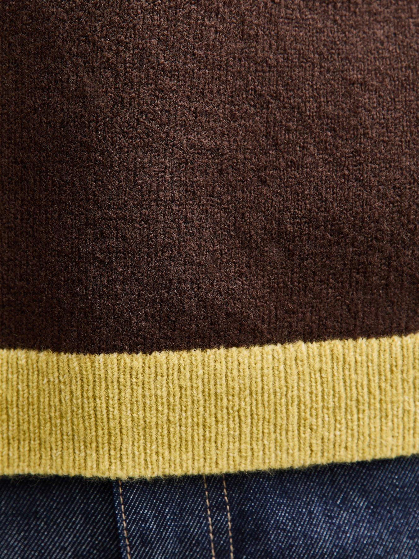Image 5 of 5 of New Look Contrast Rib Crew Neck Jumper - Brown