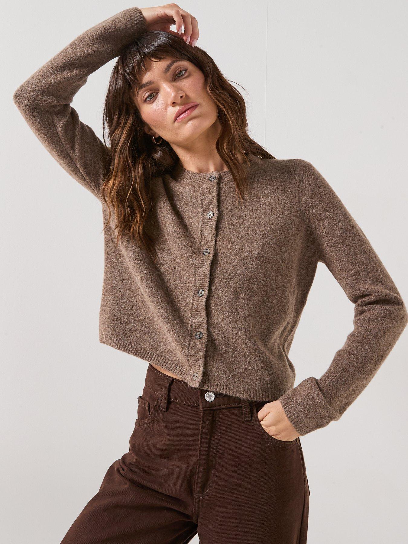 JDY Chloe Long Sleeve Knitted Cardigan - Brown