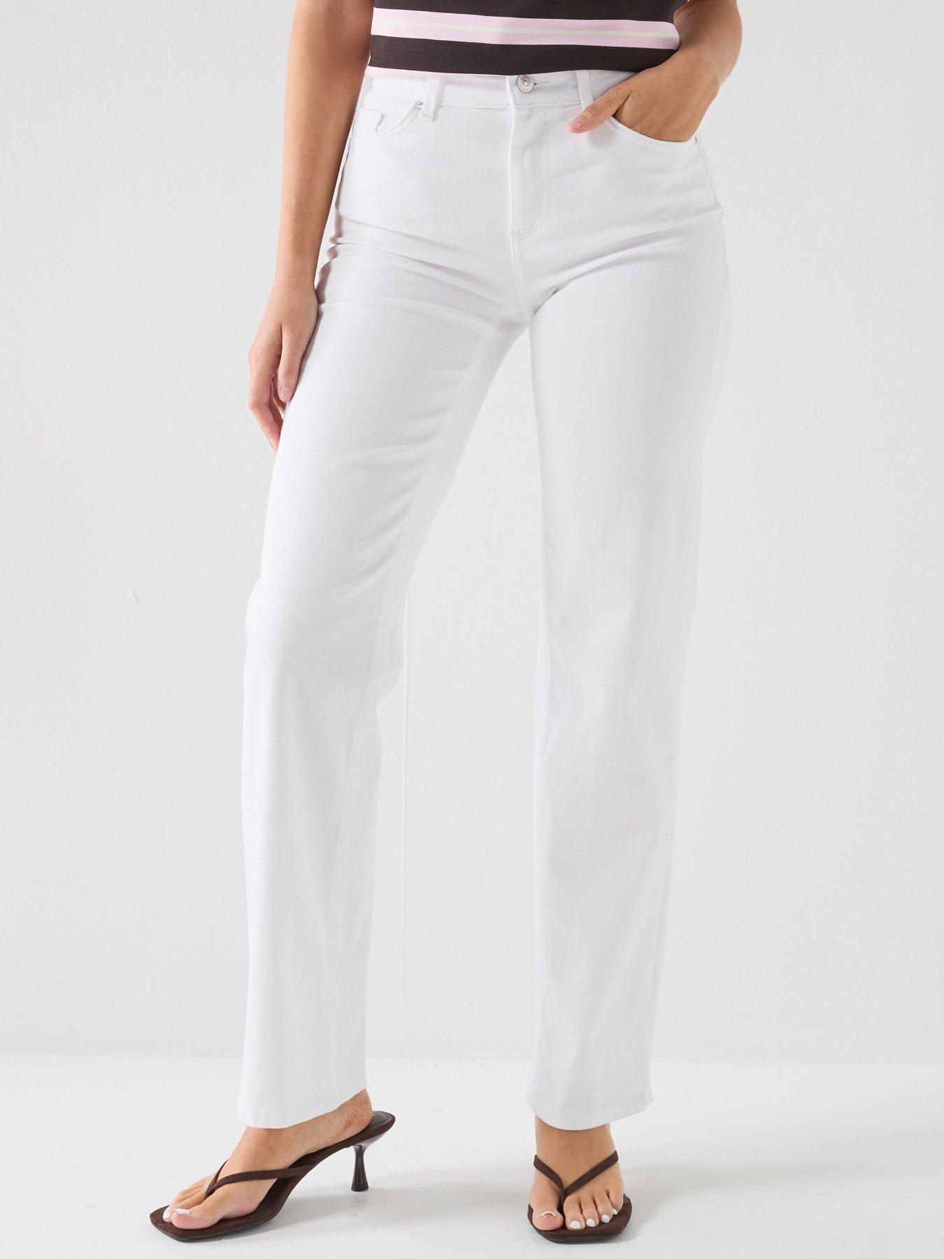 Only Onlblush Mid Waist Straight Fit Jeans - White